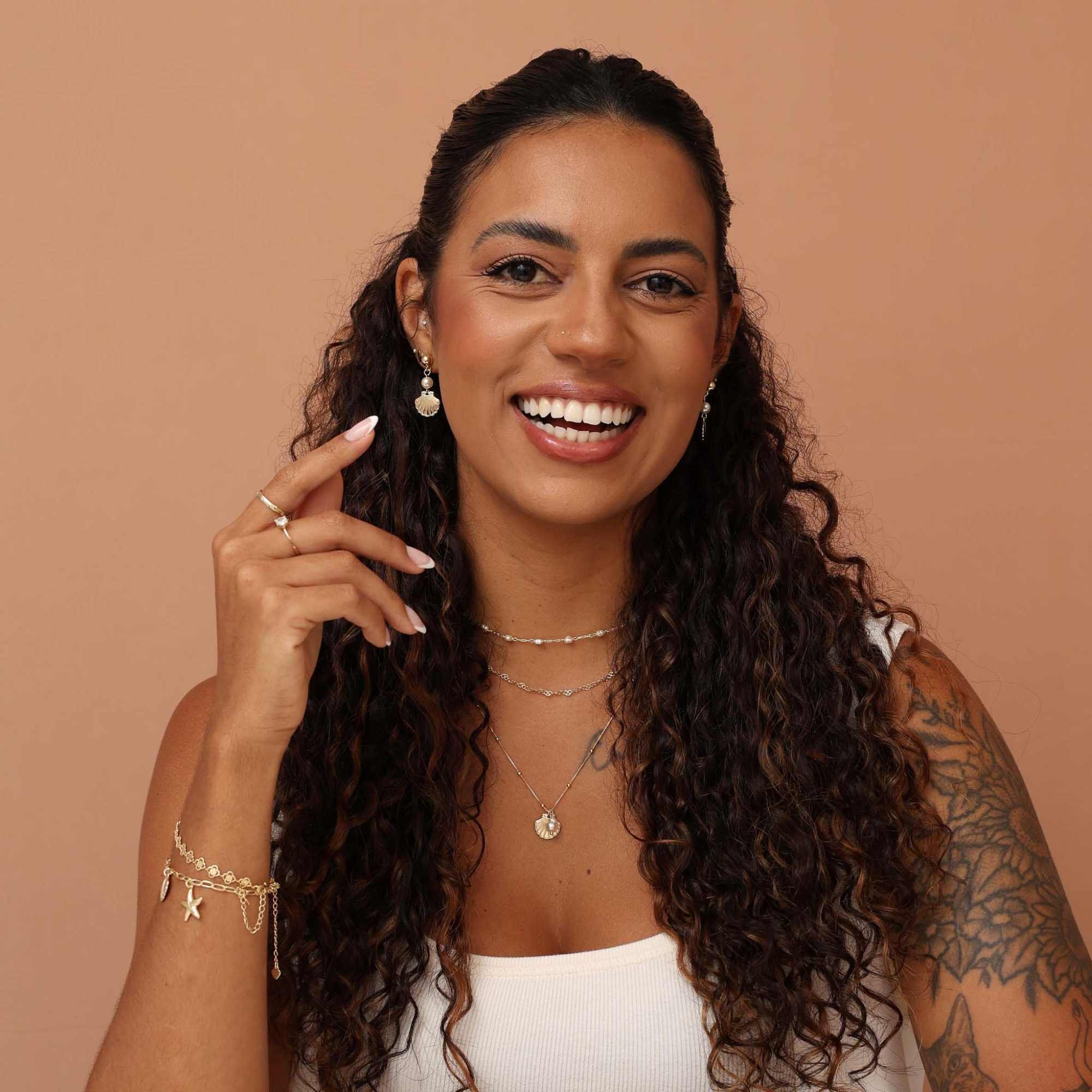 Conjunto Folheado a Ouro 18k Pérola e Concha Dourado 5