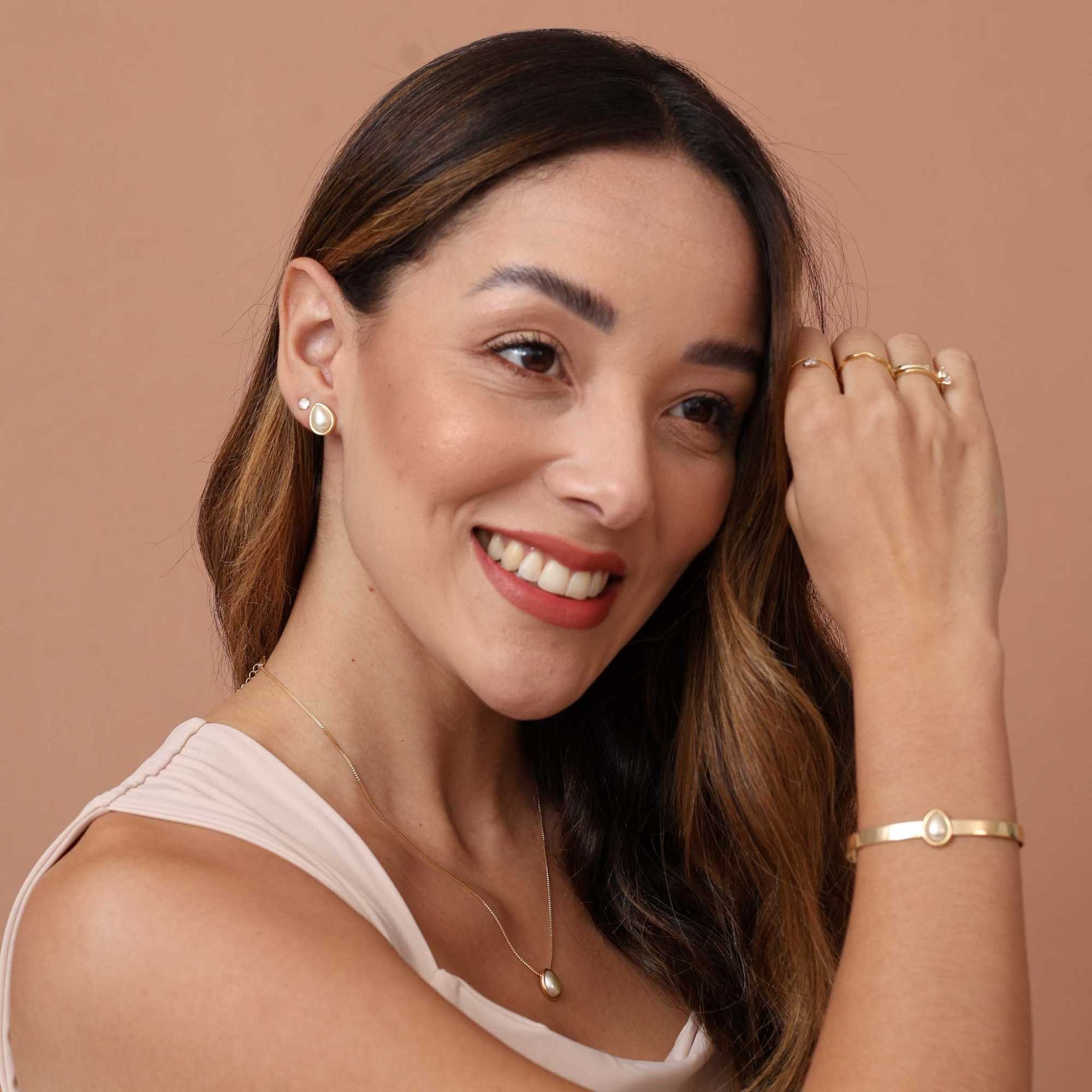 Conjunto Folheado a Ouro 18k Pérola Gota Dourado 3