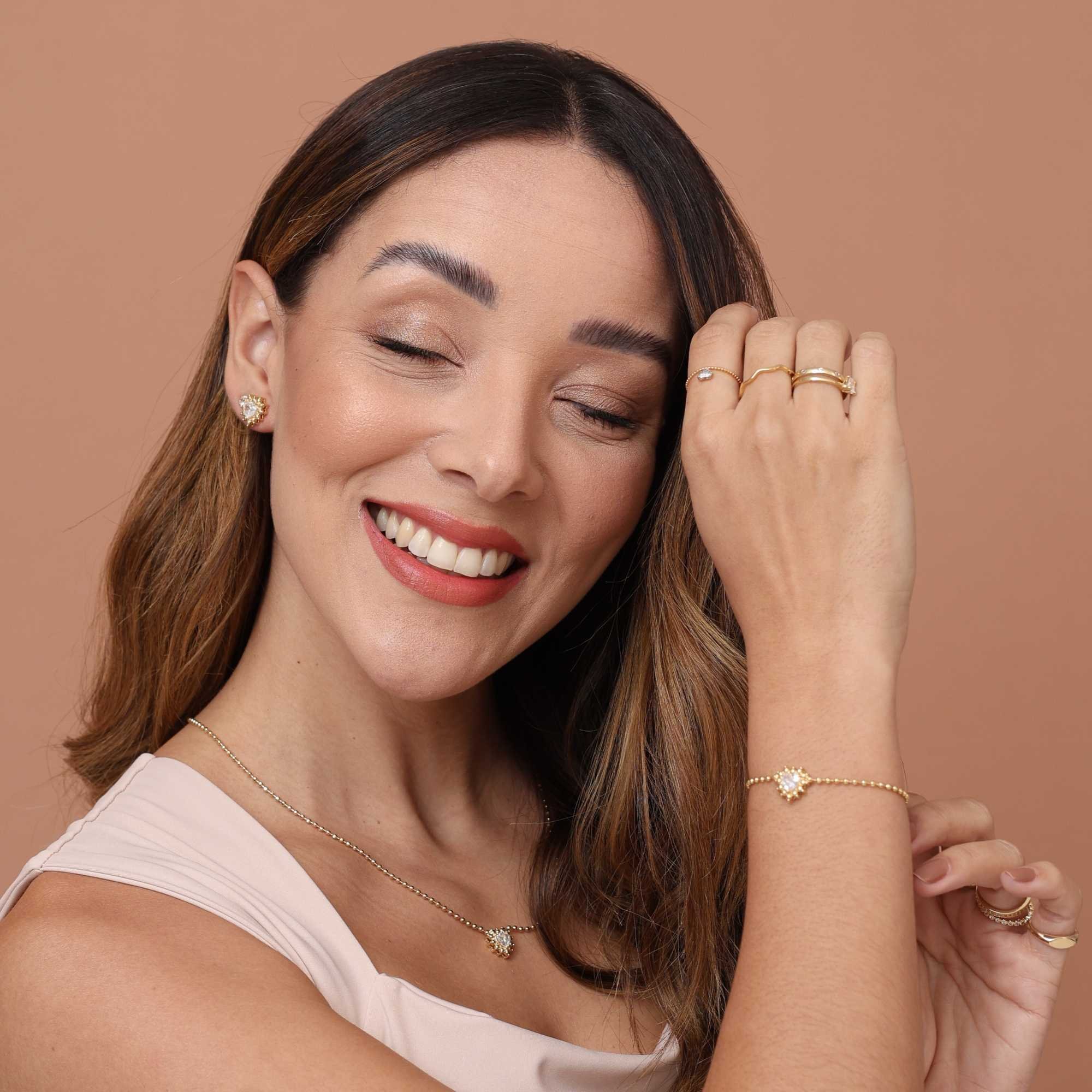 Conjunto Folheado a Ouro 18k Coração Zircônia Detalhes Dourado 3