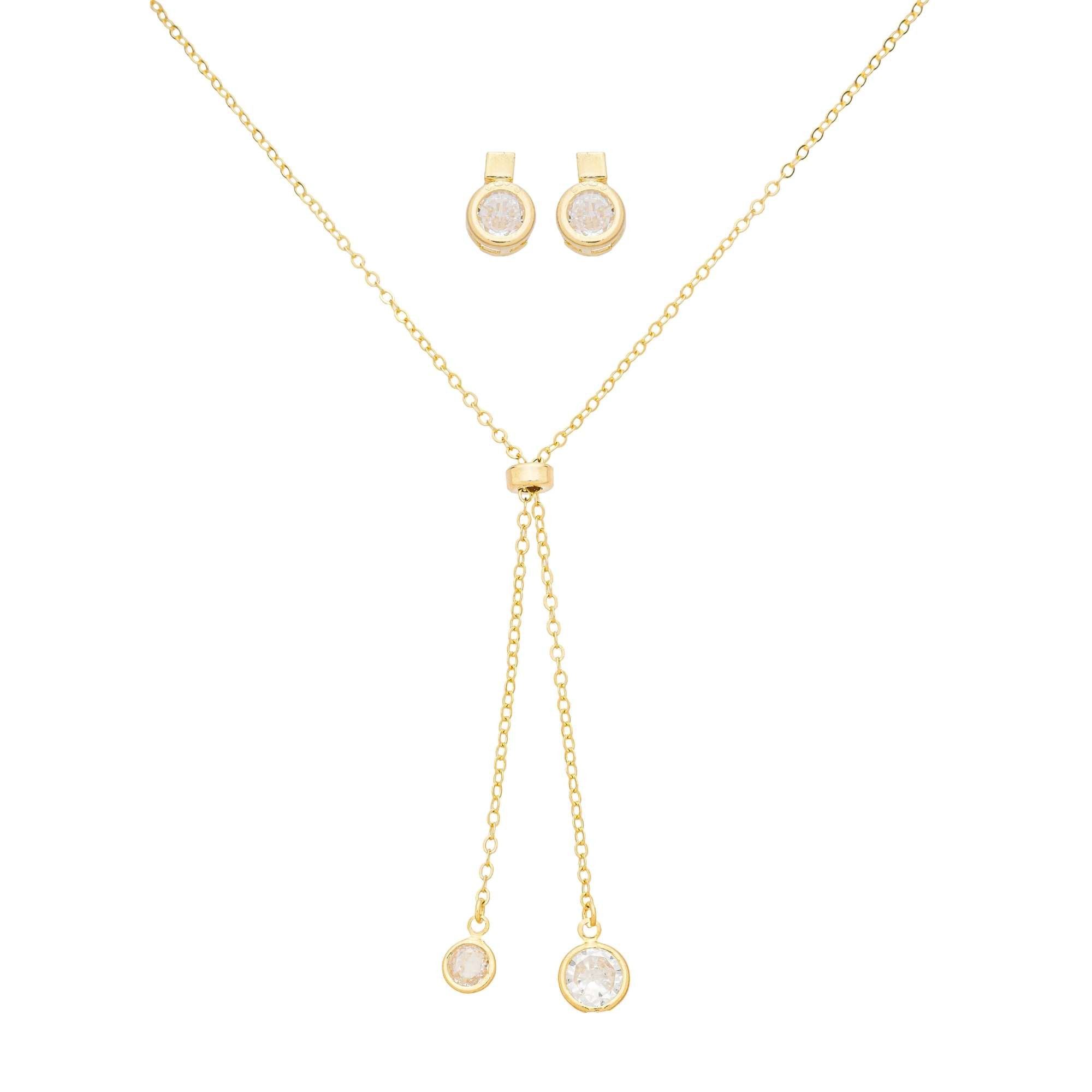 Conjunto Folheado a Ouro 18k Duplo Ponto de Luz