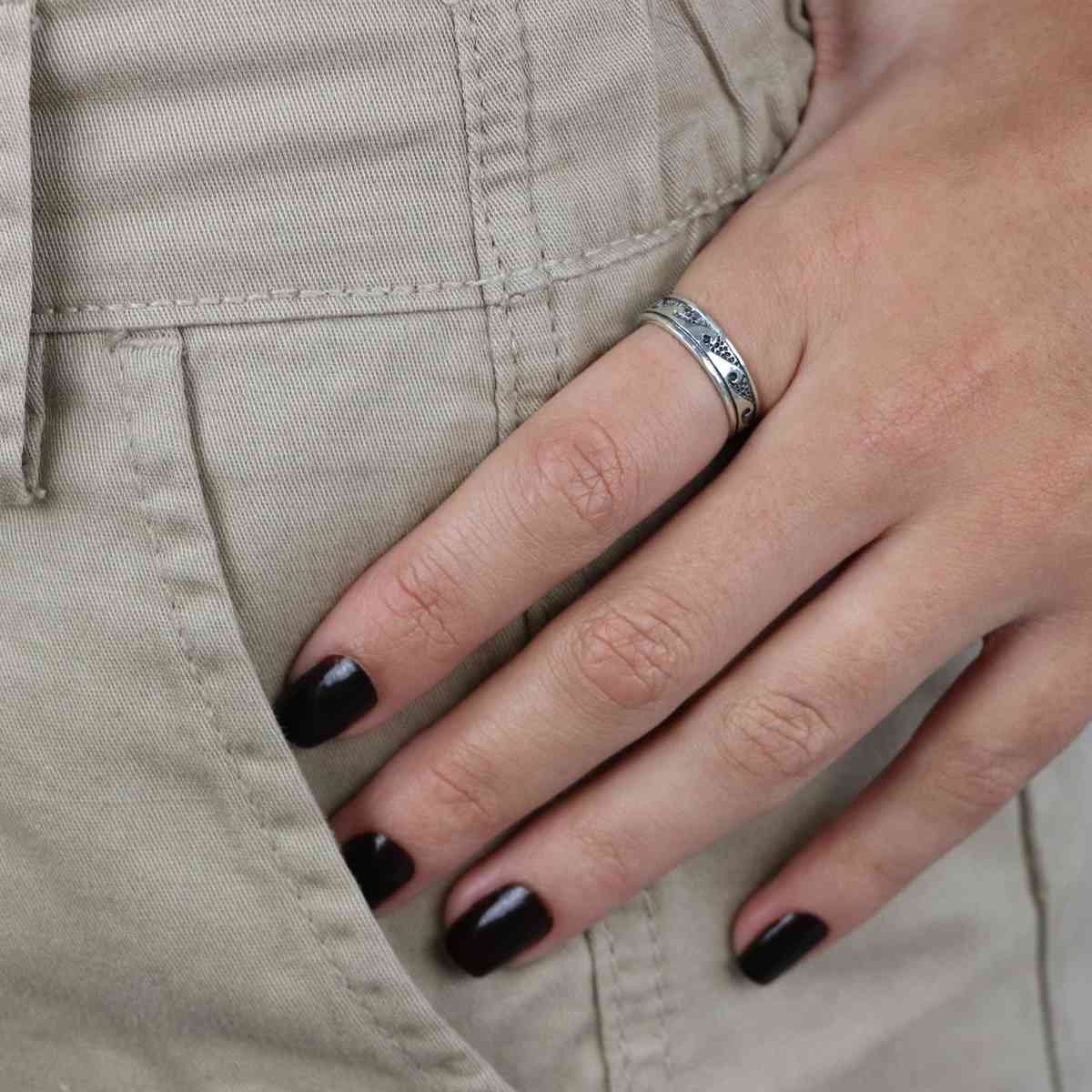 Anel Aparador Prata 925 Ondas Prata 2