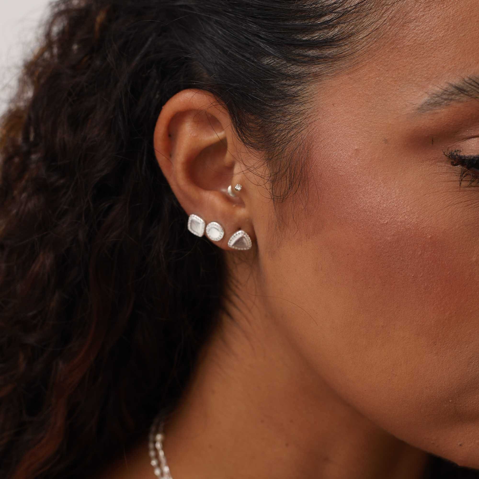 Brinco Prata 925 Circulo Borda Cravejada Prata 5