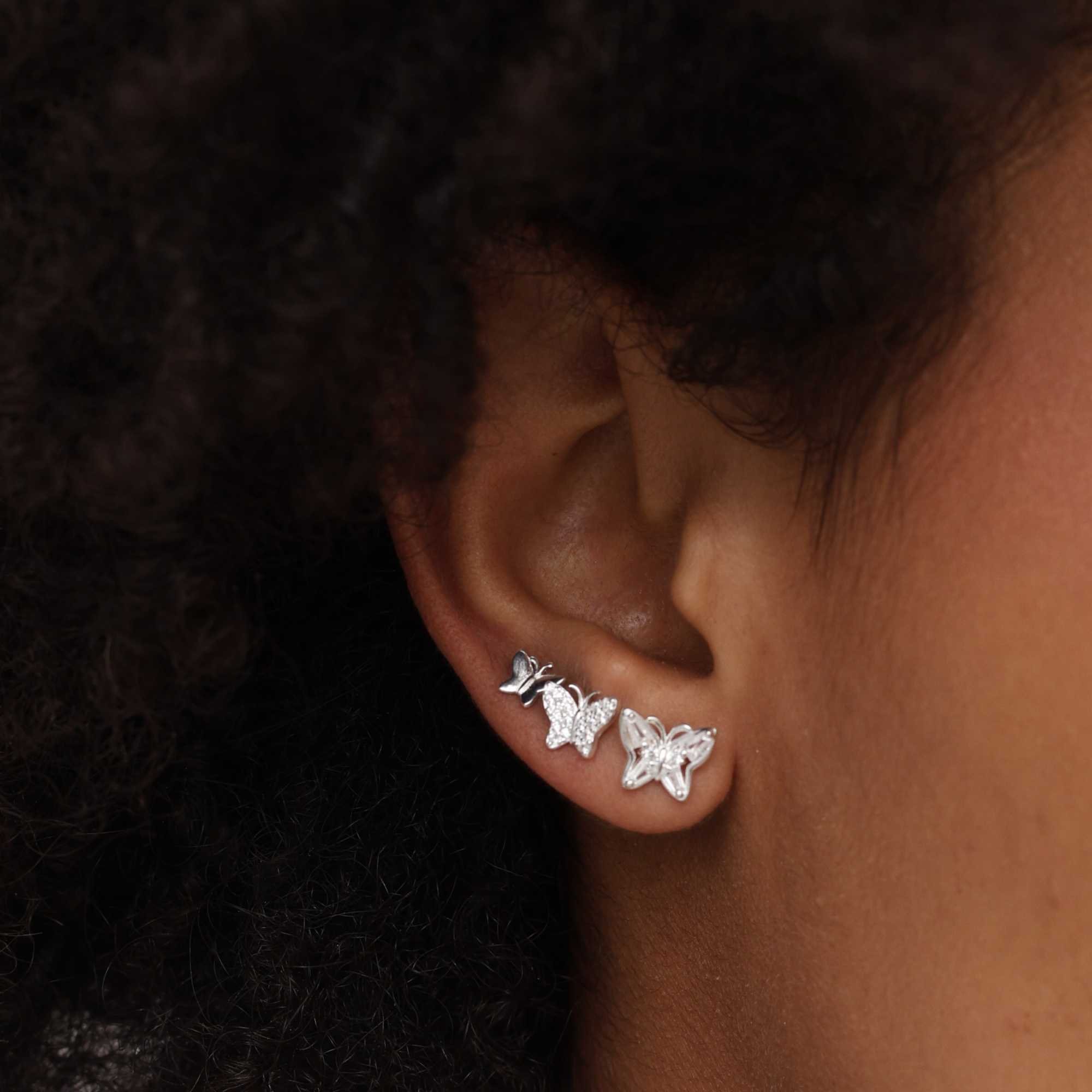 Brinco Prata 925 Borboleta Liso PP Prata 2