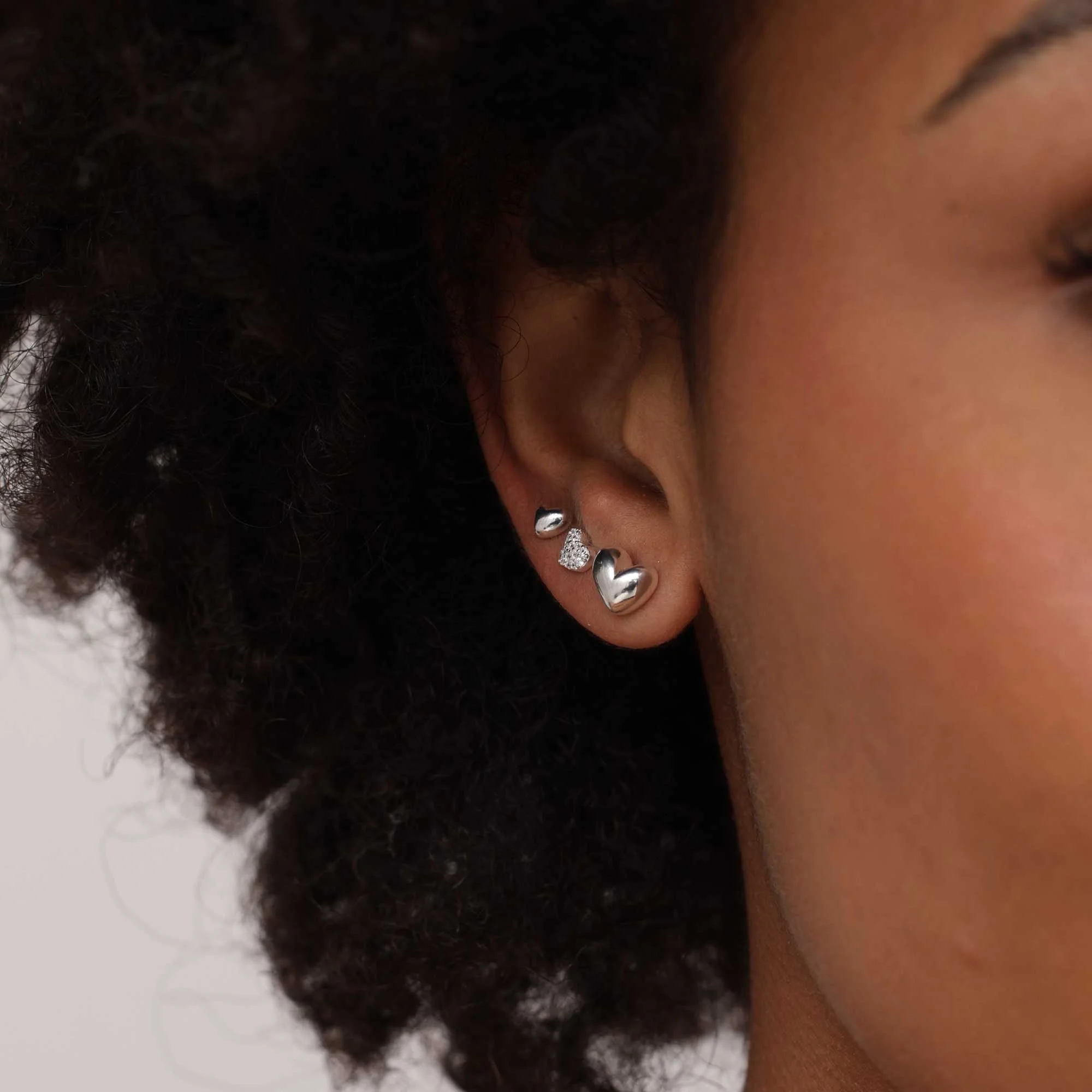 Brinco Prata 925 Coração Orgânico Cravejado Prata 2