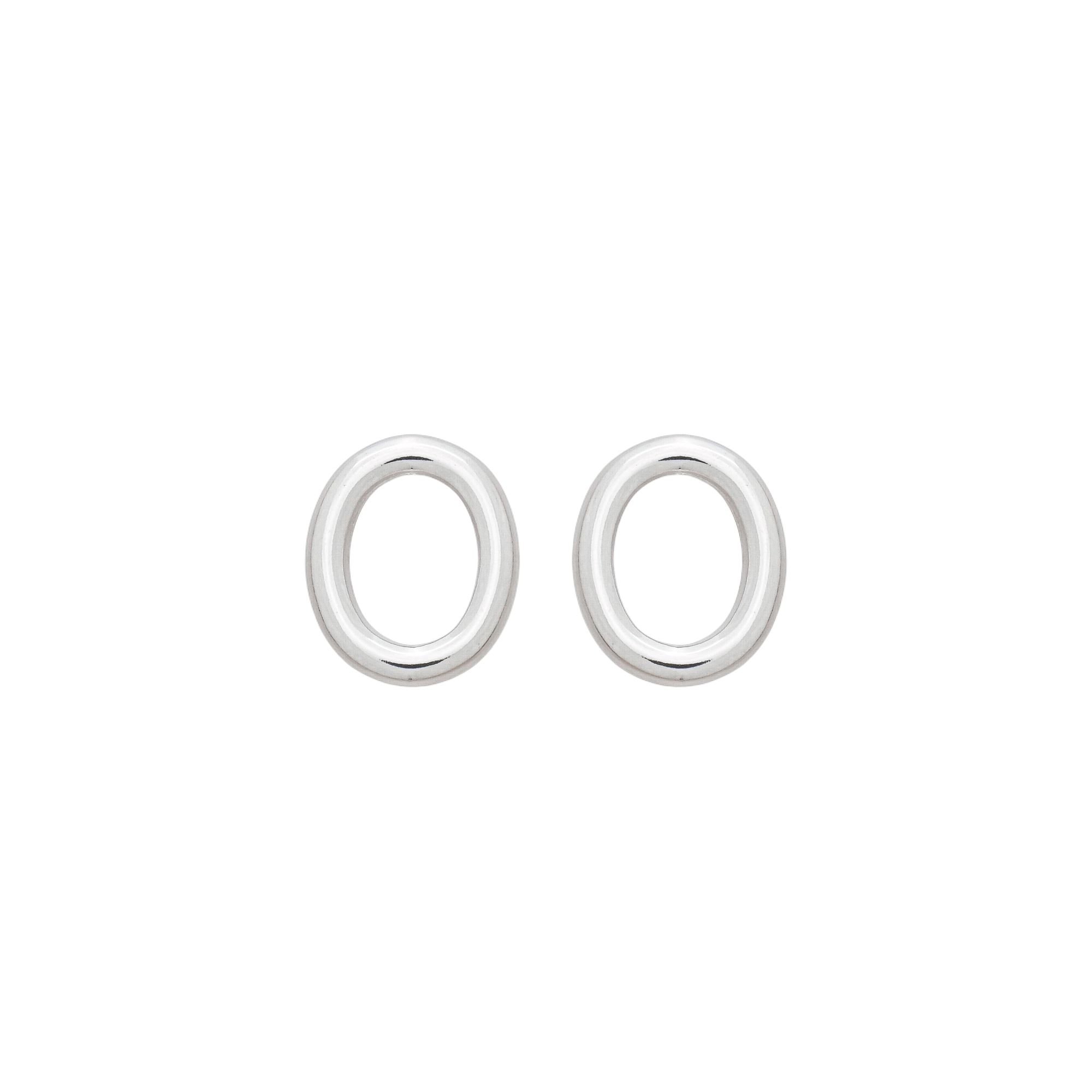 Brinco Prata 925 Geométrico Oval Vazado