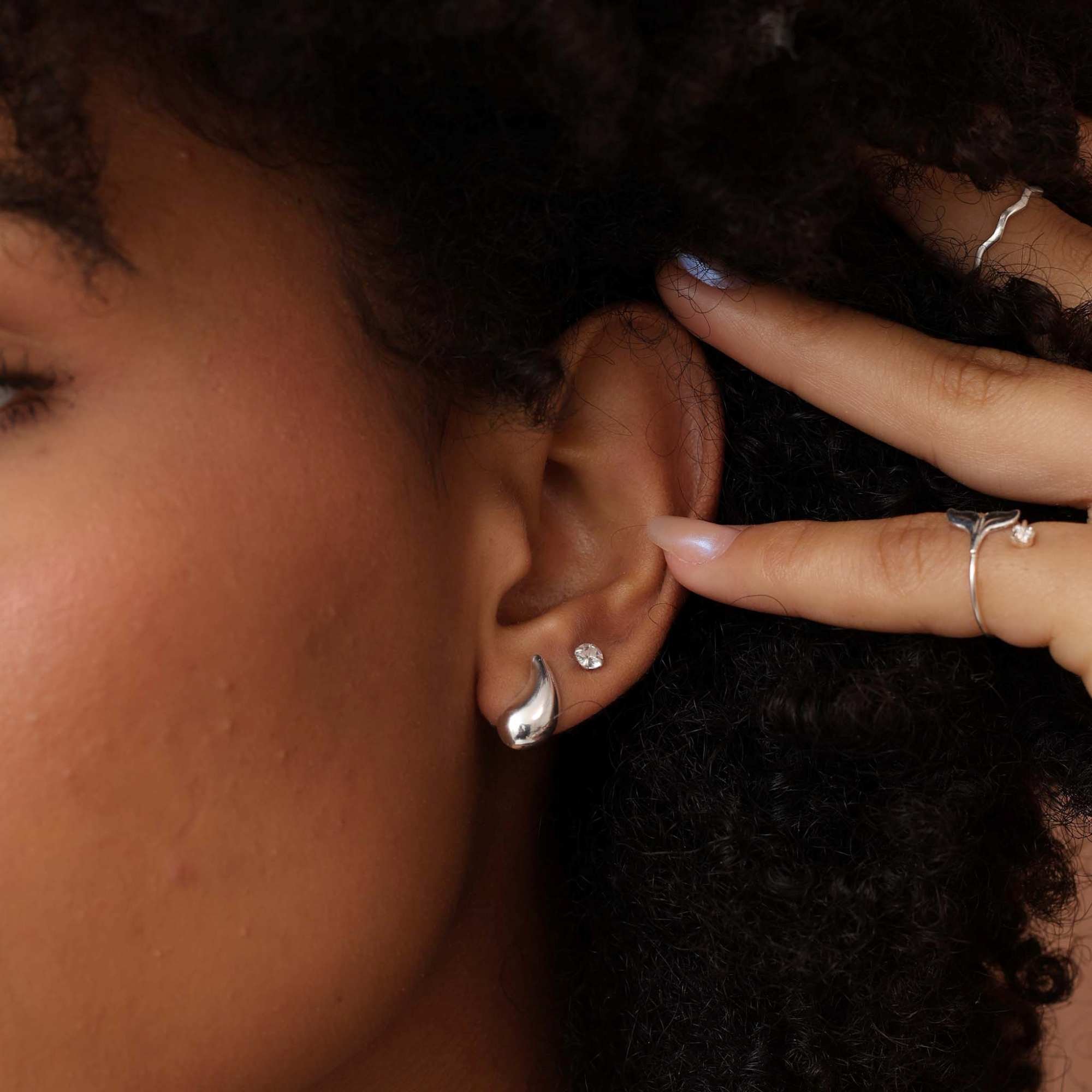 Brinco Prata 925 Orgânico Gota Abaulada P Prata 2