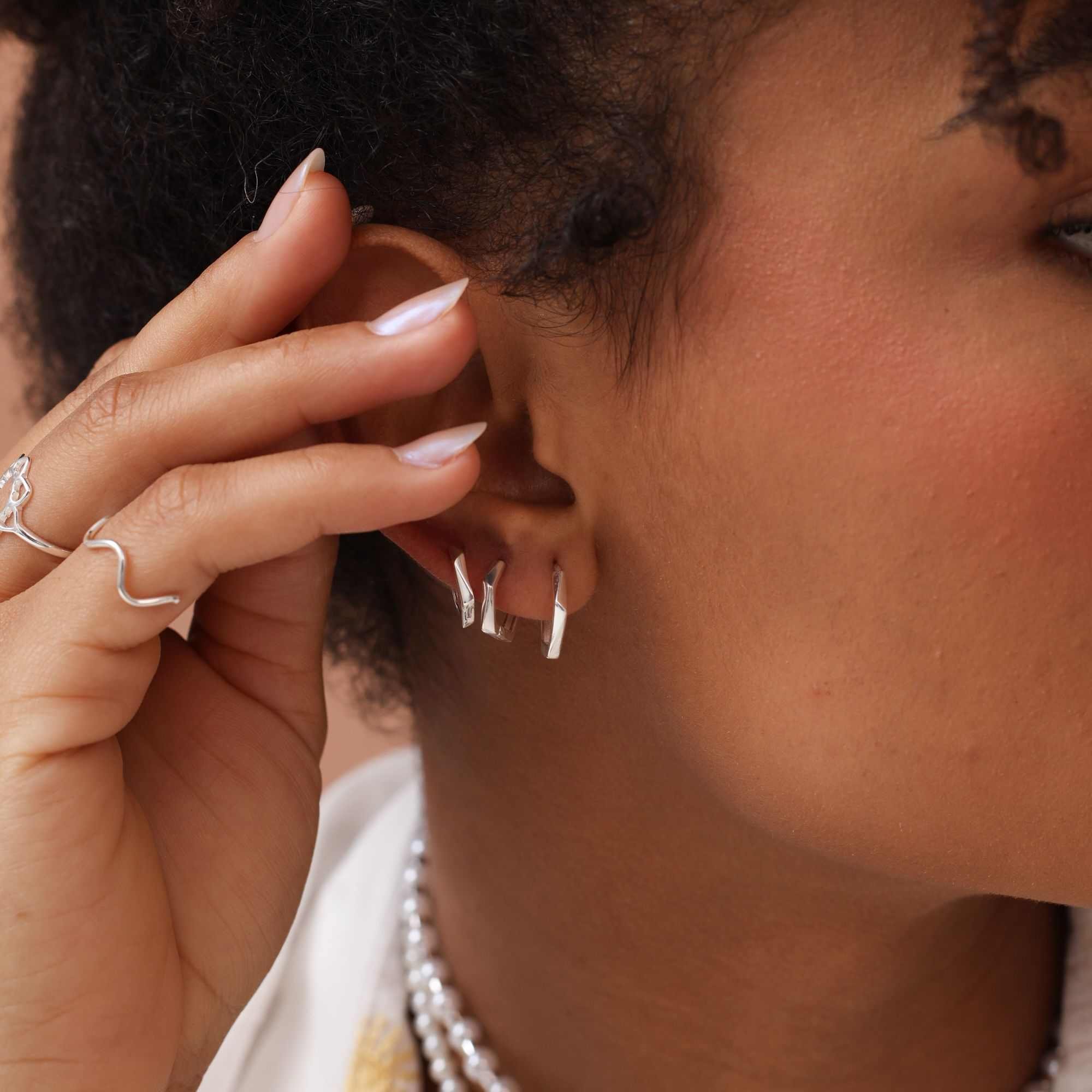 Argolinha Prata 925 Hexagonal M 2mm Prata 3