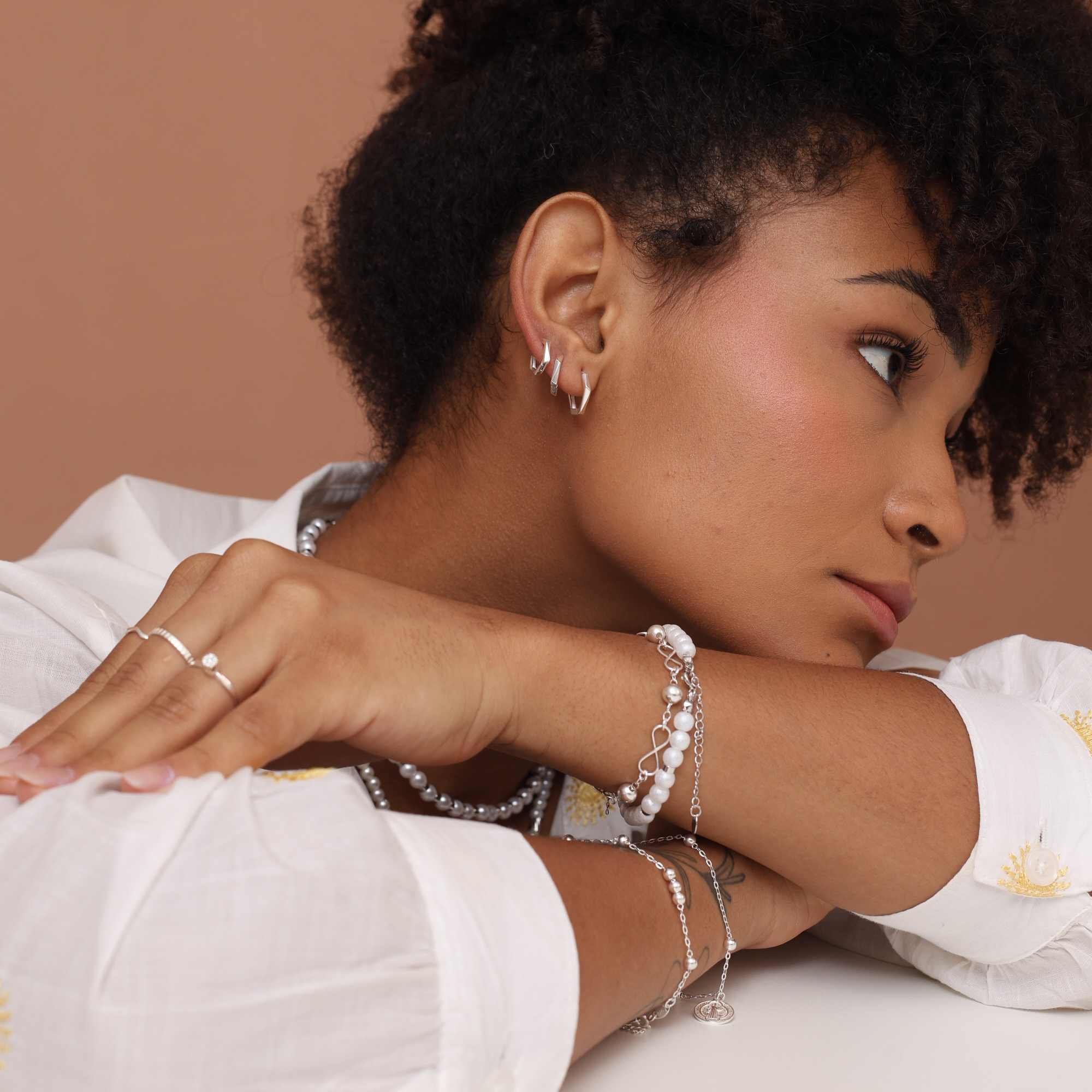 Argolinha Prata 925 Hexagonal M 2mm Prata 4