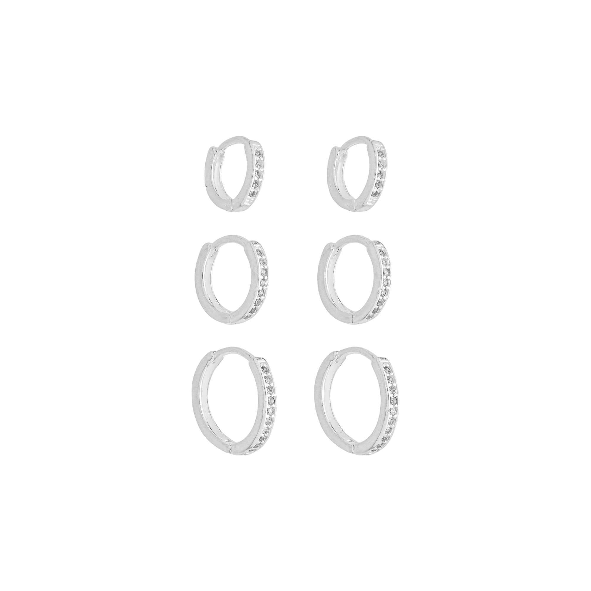 Kit Argolinha Prata 925 Aro Quadrado Cravejado Zircônia 2mm