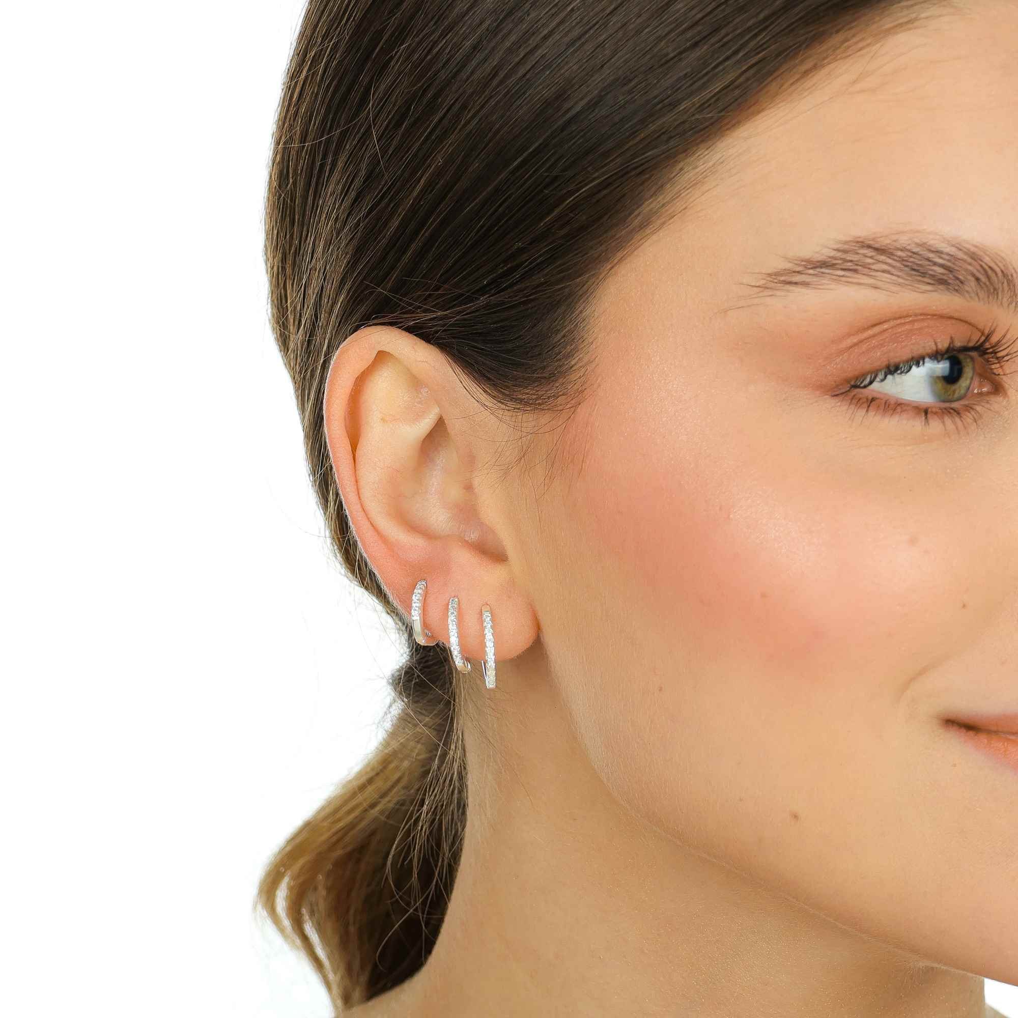 Kit Argolinha Prata 925 Aro Fino Cravejado Zircônia Prata 2