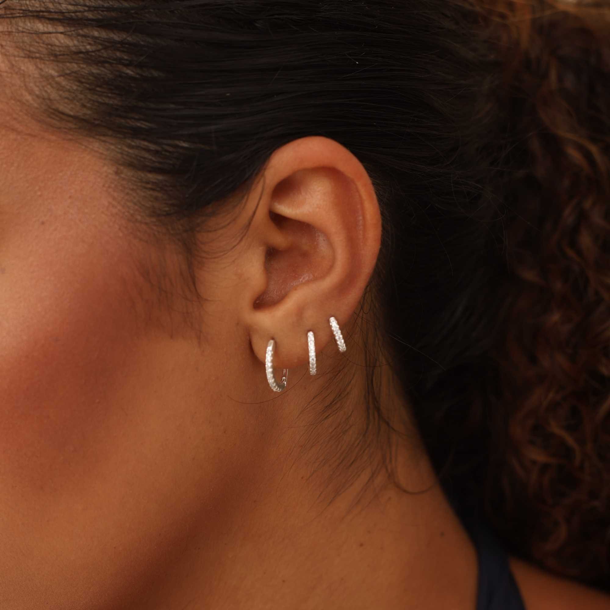 Kit Argolinha Prata 925 Aro Fino Cravejado Zircônia Prata 3