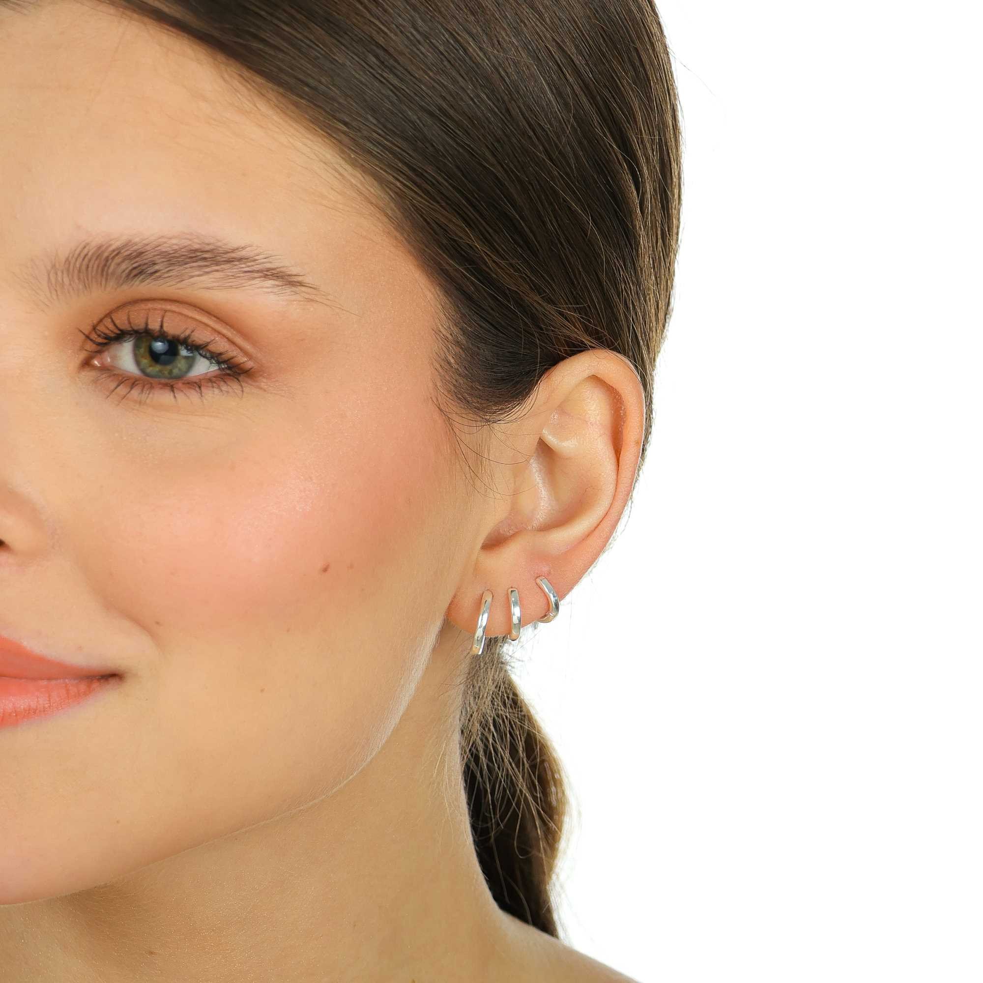 Kit Argolinha Prata 925 Aro Quadrado Liso 2mm Prata 2