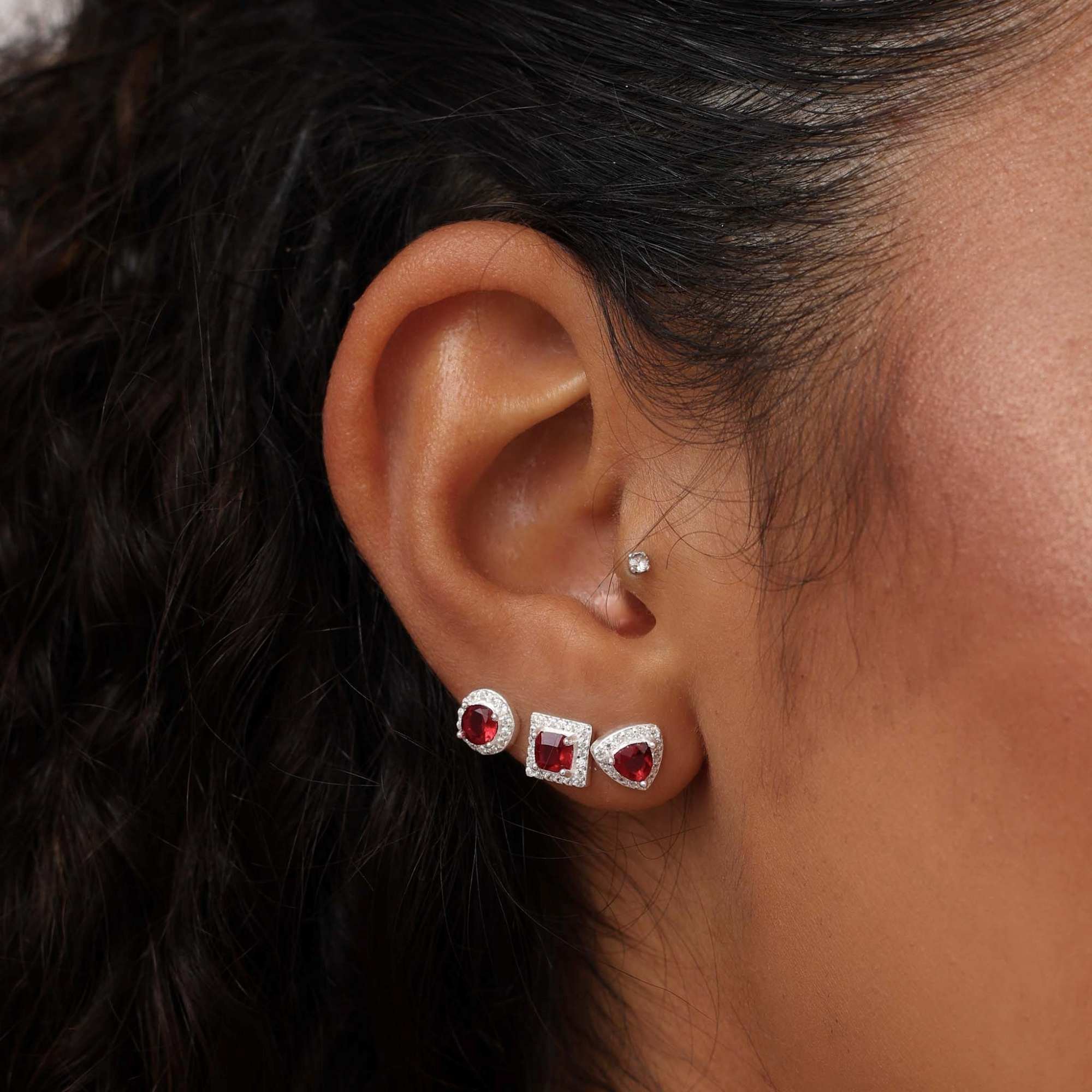 Brinco Prata 925 Zircônia Quadrada Rosa Borda Cravejada Prata 2