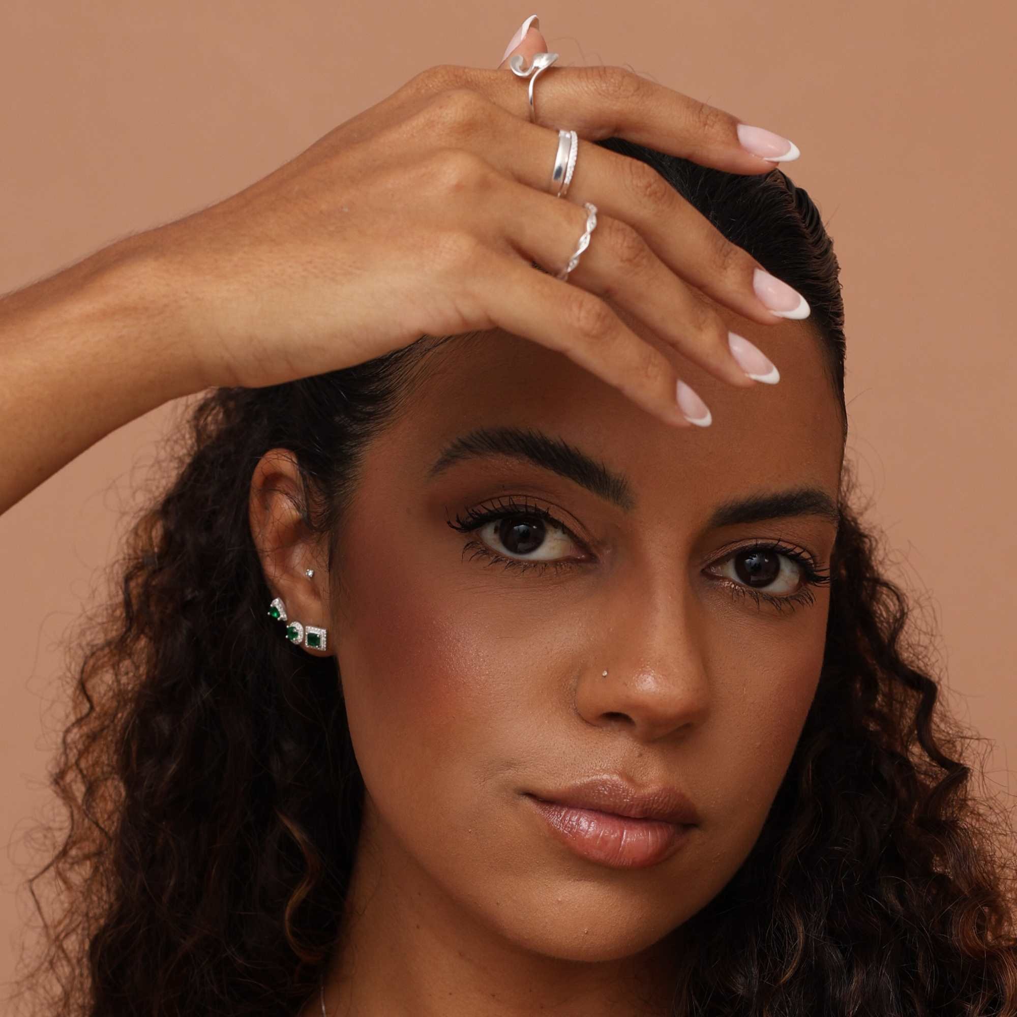 Brinco Prata 925 Zircônia Quadrada Verde Borda Cravejada Prata 3