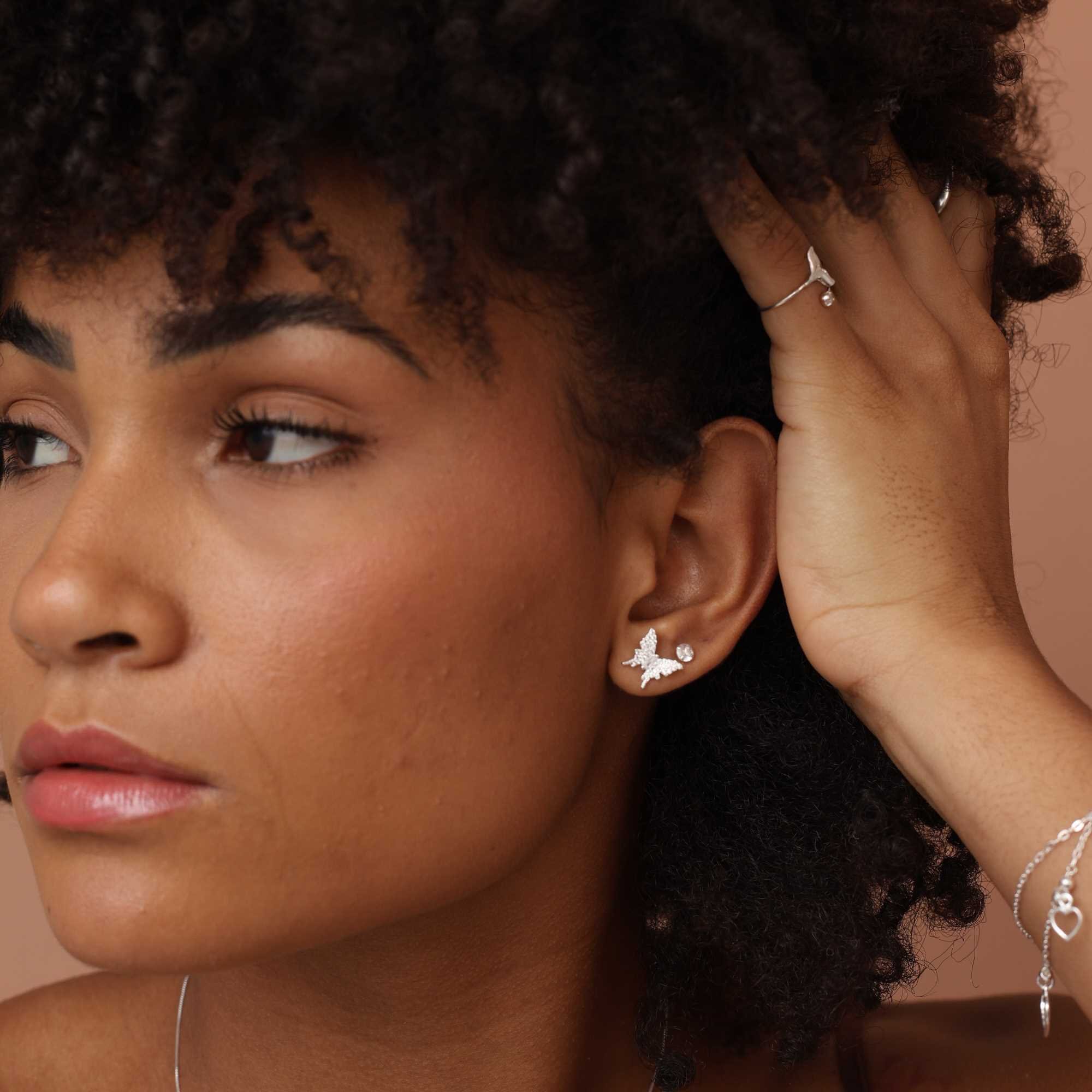 Conjunto Prata 925 Borboleta Design Cravejado Prata 4