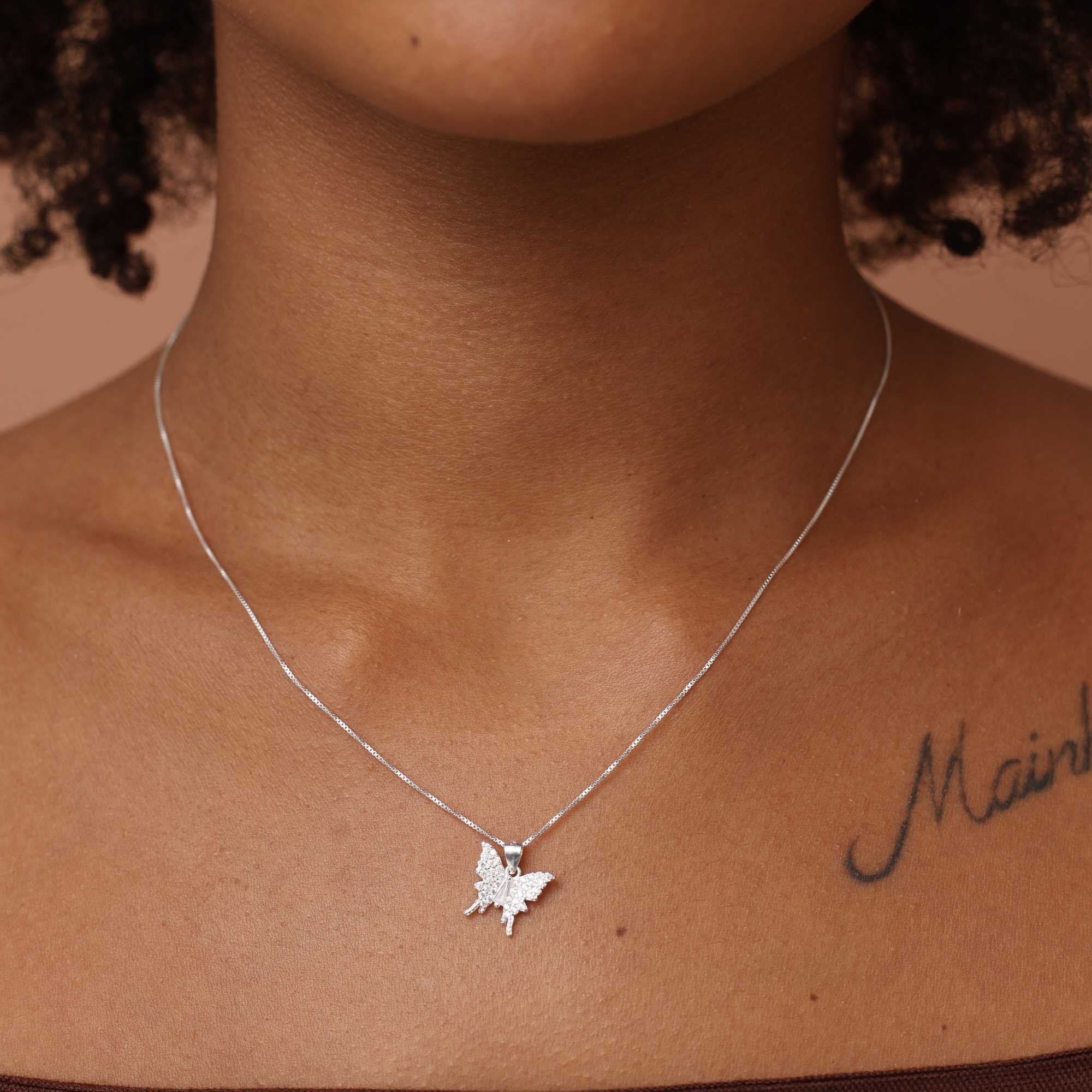 Conjunto Prata 925 Borboleta Design Cravejado Prata 5