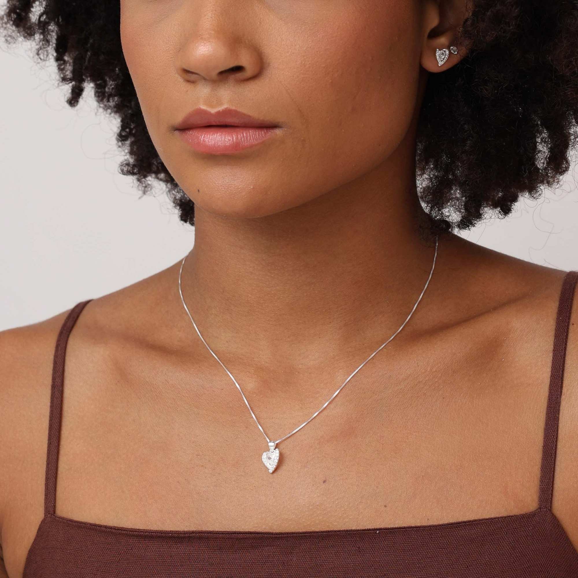 Conjunto Prata 925 Zircônia Coração Borda Cravejada Prata 2