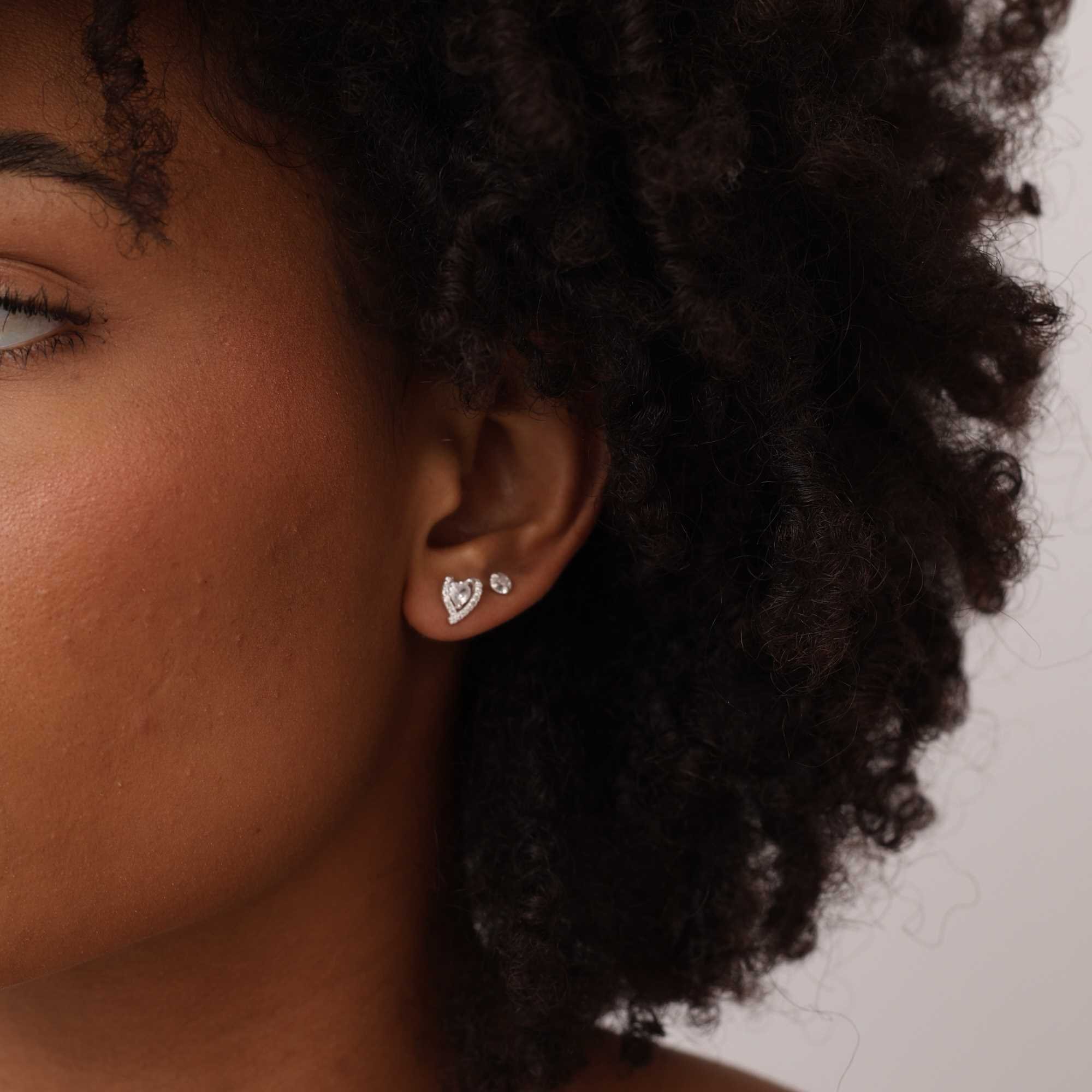 Conjunto Prata 925 Zircônia Coração Borda Cravejada Prata 4