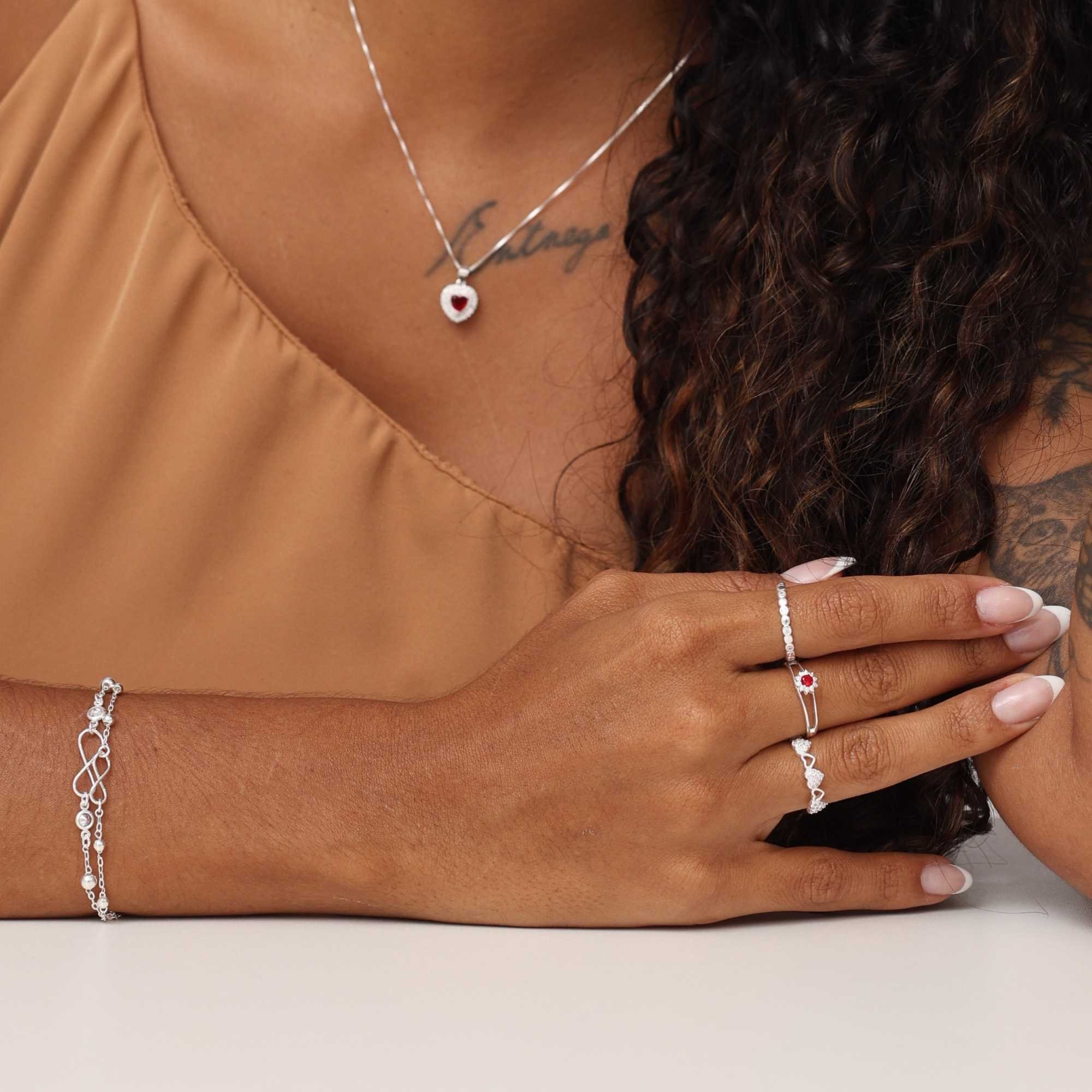 Anel Prata 925 Solitário Flor Cravejada Zircônia Rosa Aro Duplo Prata 3