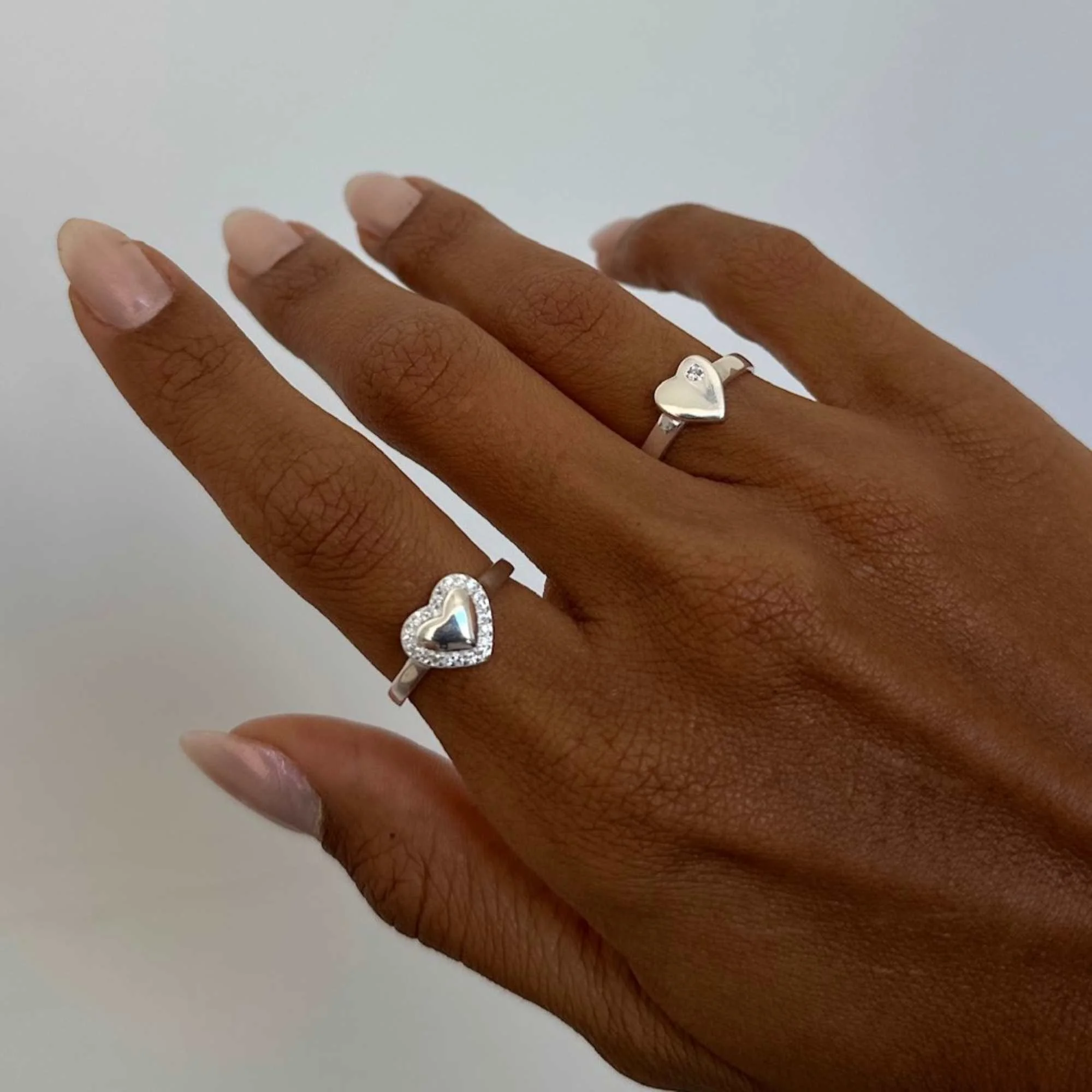 Anel Prata 925 Coração Borda Cravejada Prata 3