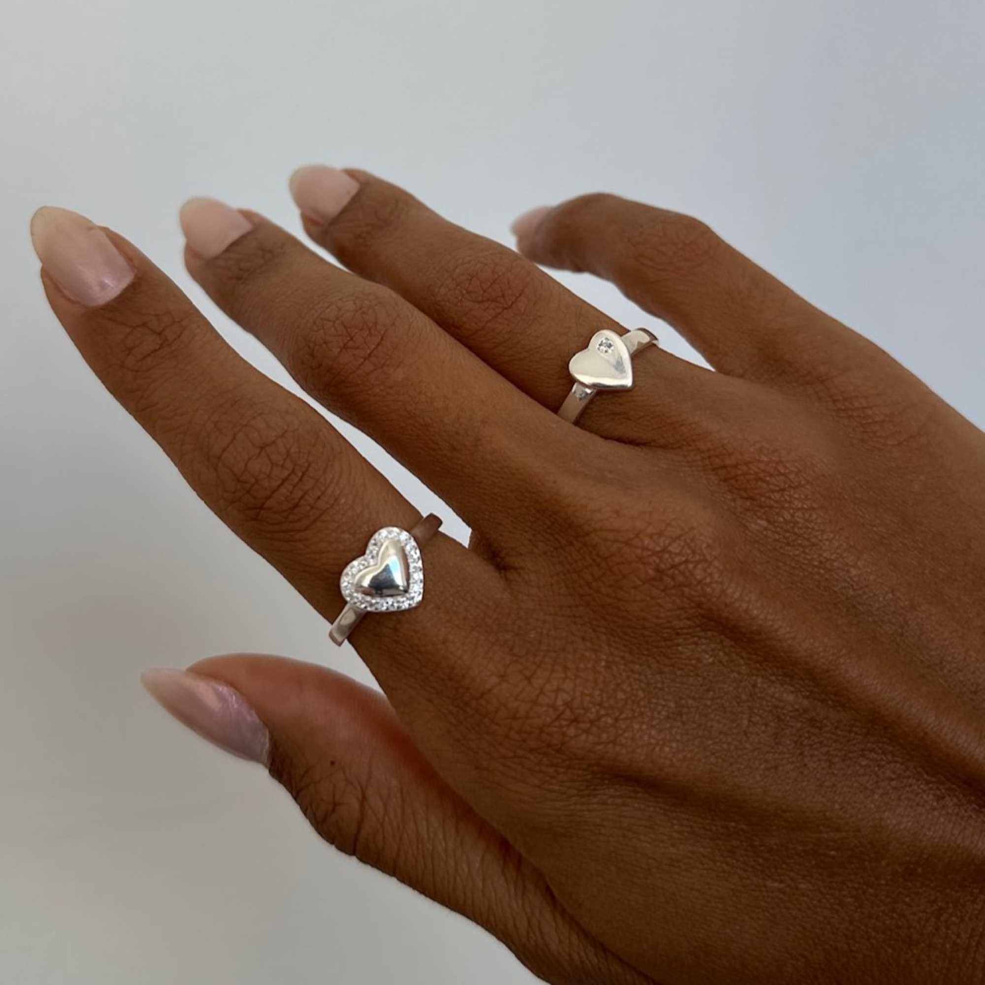 Anel Prata 925 Coração Zircônia Ponto de Luz Prata 2