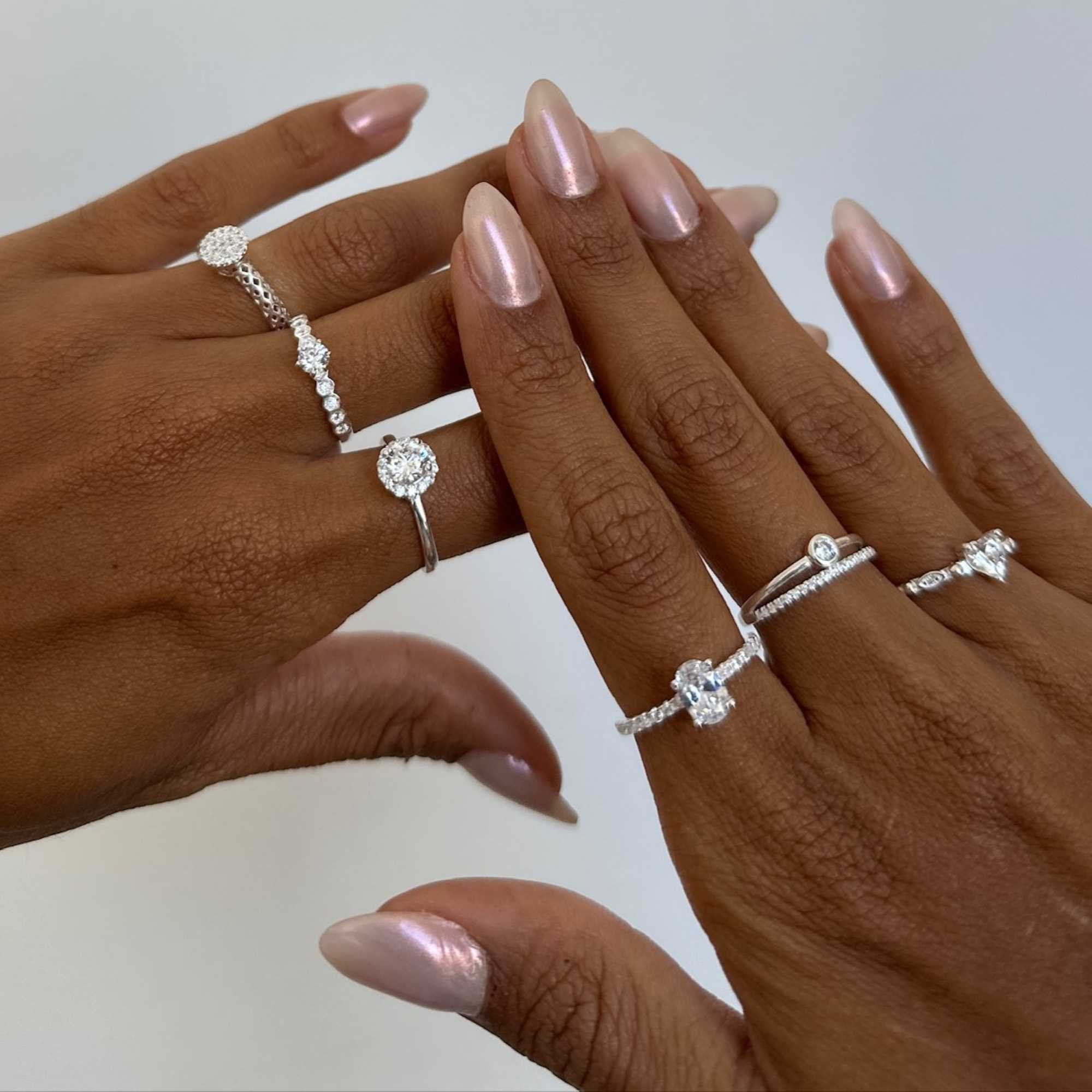 Anel Prata 925 Aro Duplo Solitário Liso com Ponto de Luz e Aparador Cravejado Prata 3