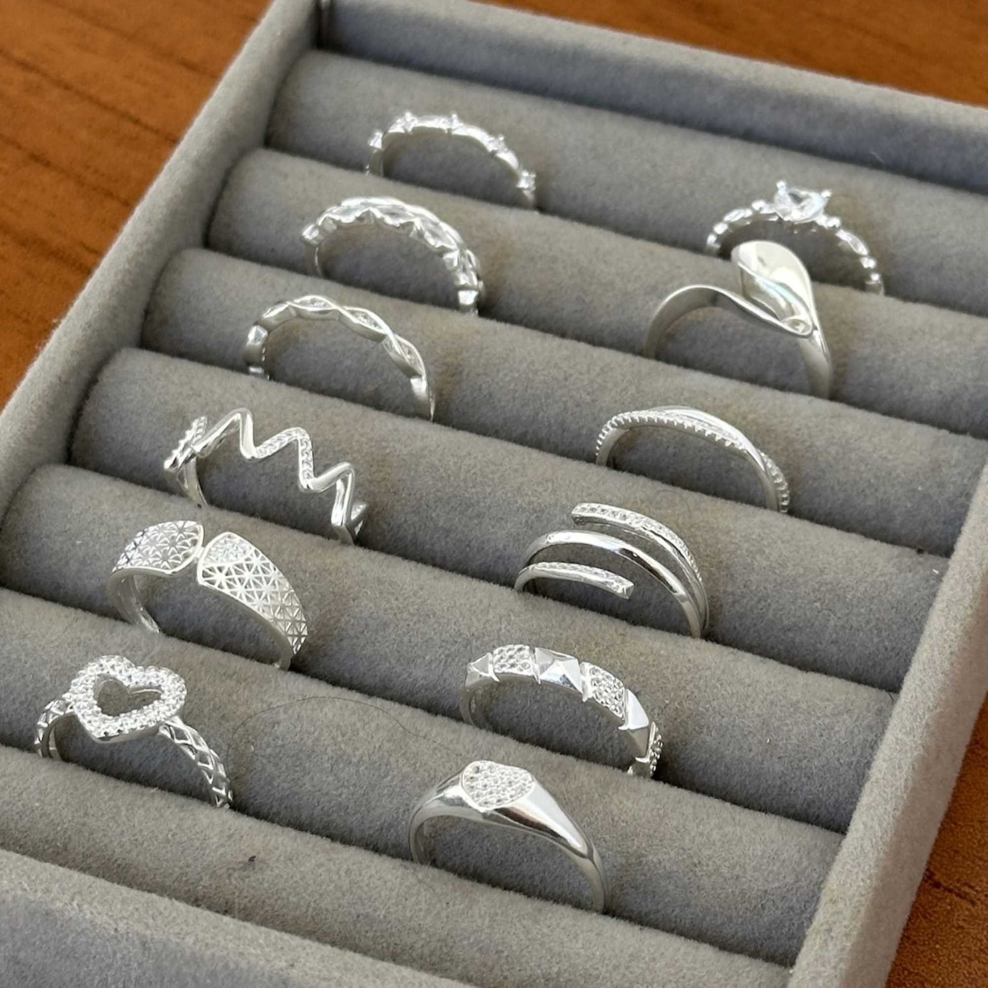 Anel Prata 925 Três Aros Cravejado Prata 5