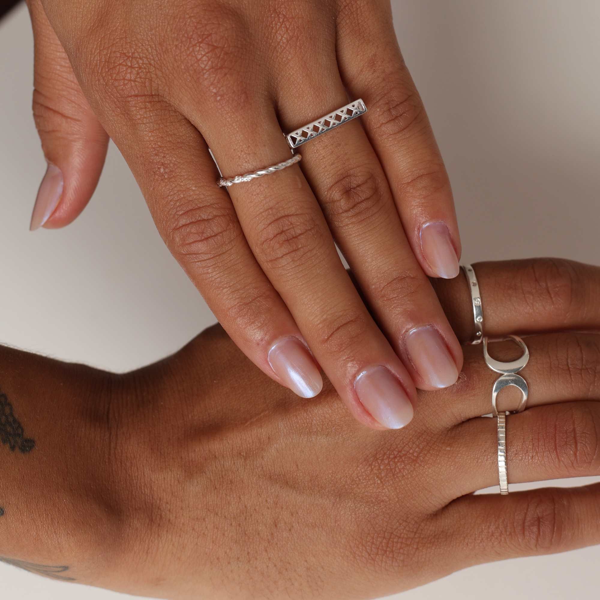 Anel Prata 925 Aro Trançado Cravejado Prata 2