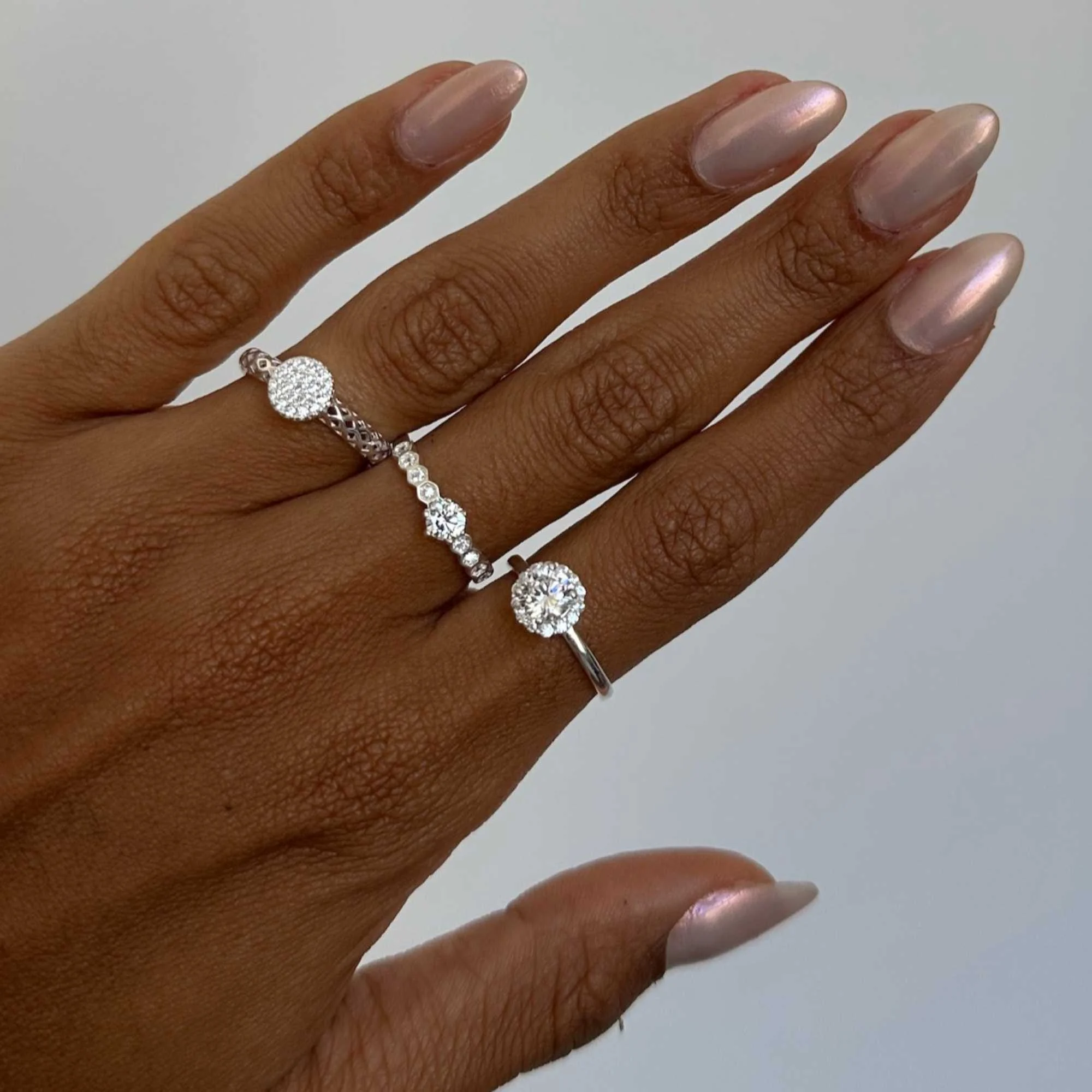 Anel Prata 925 Solitário Zircônias Hexagonais Prata 2