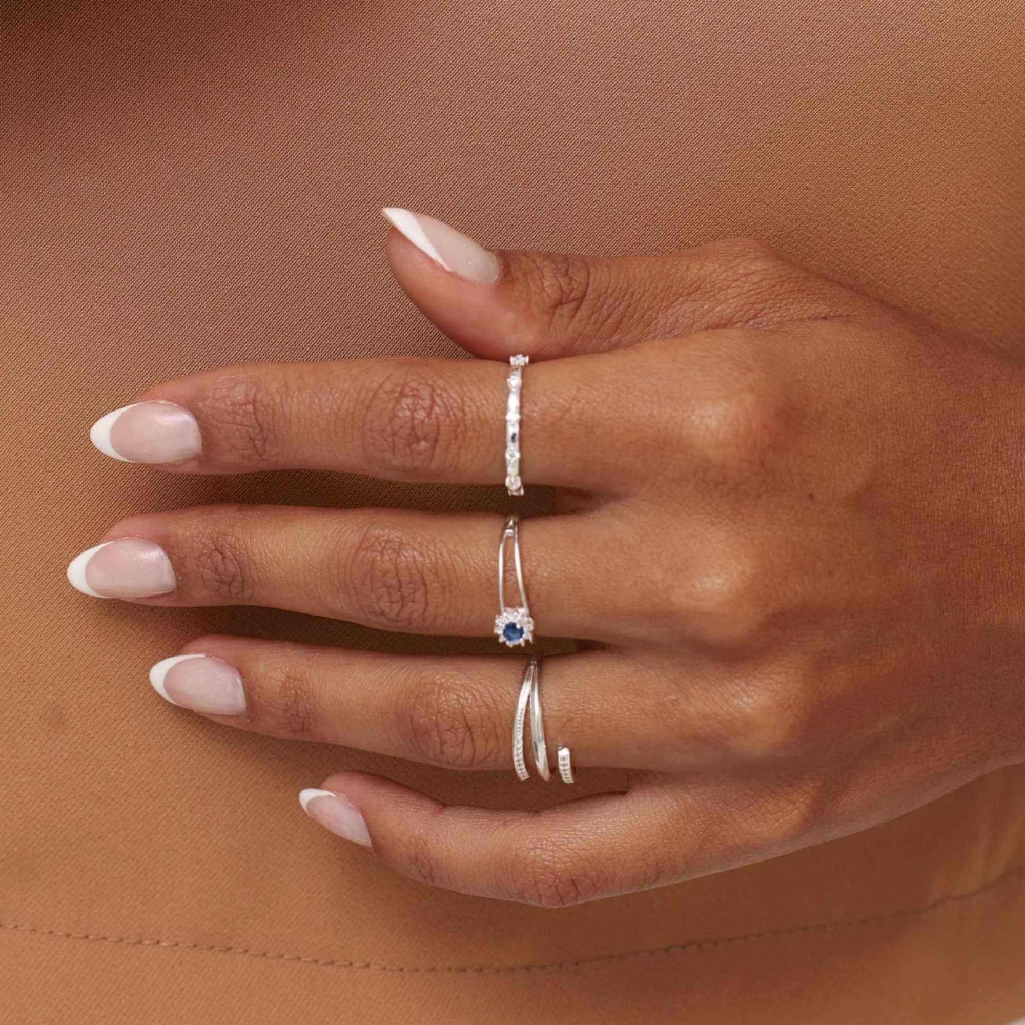 Anel Prata 925 Aparador Pontos de Luz Zircônias Redondas Prata 2