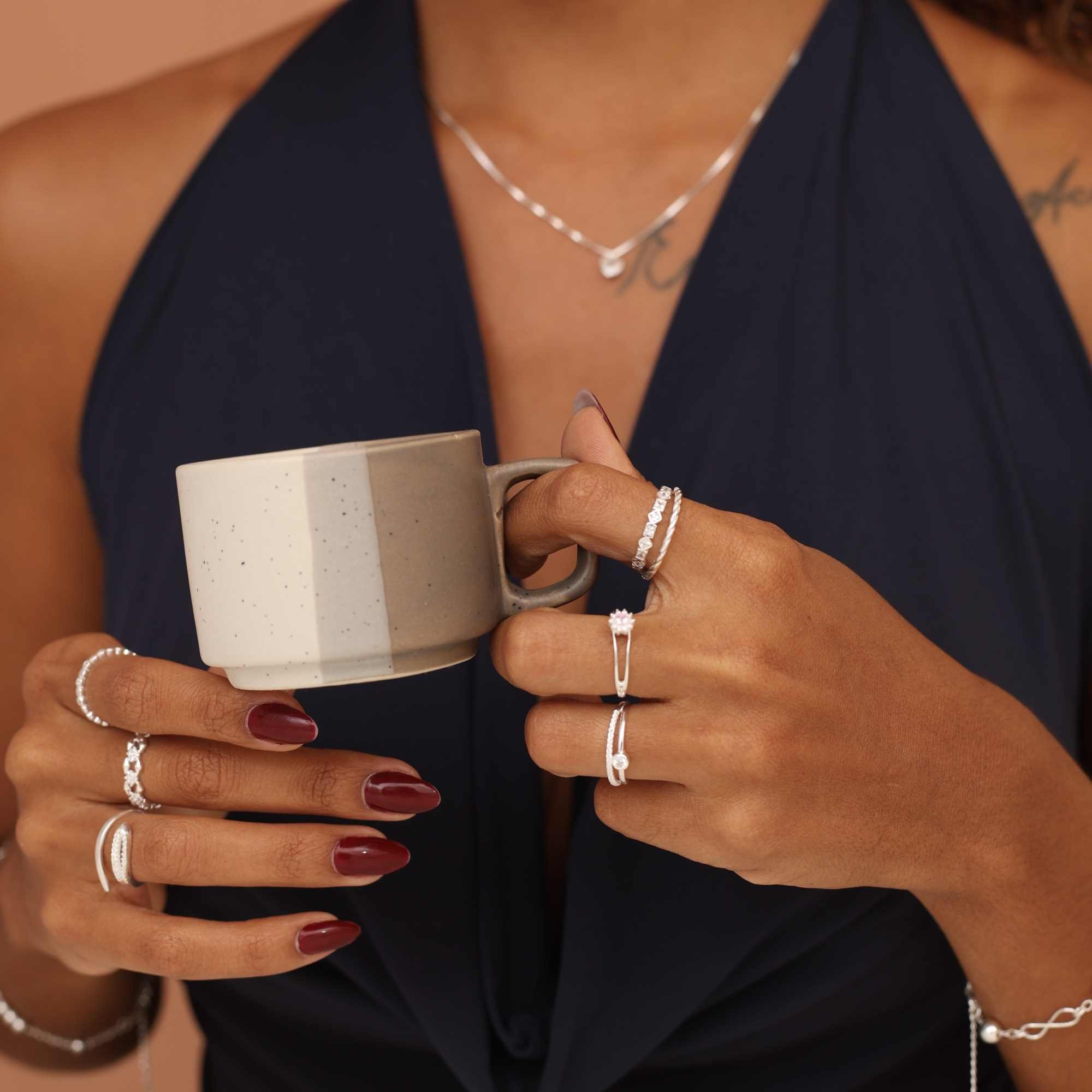 Anel Prata 925 Zircônias Geométricas Prata 3