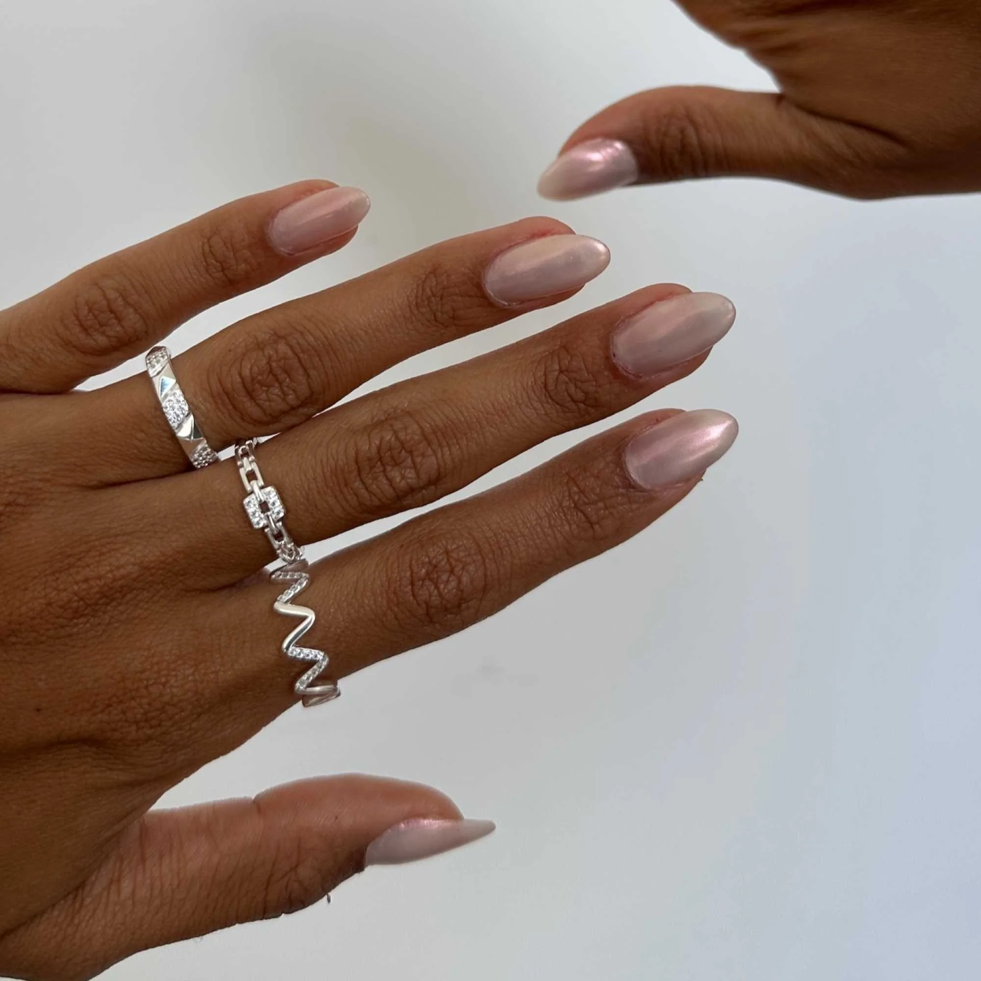 Anel Prata 925 Zig Zag Cravejado Prata 2