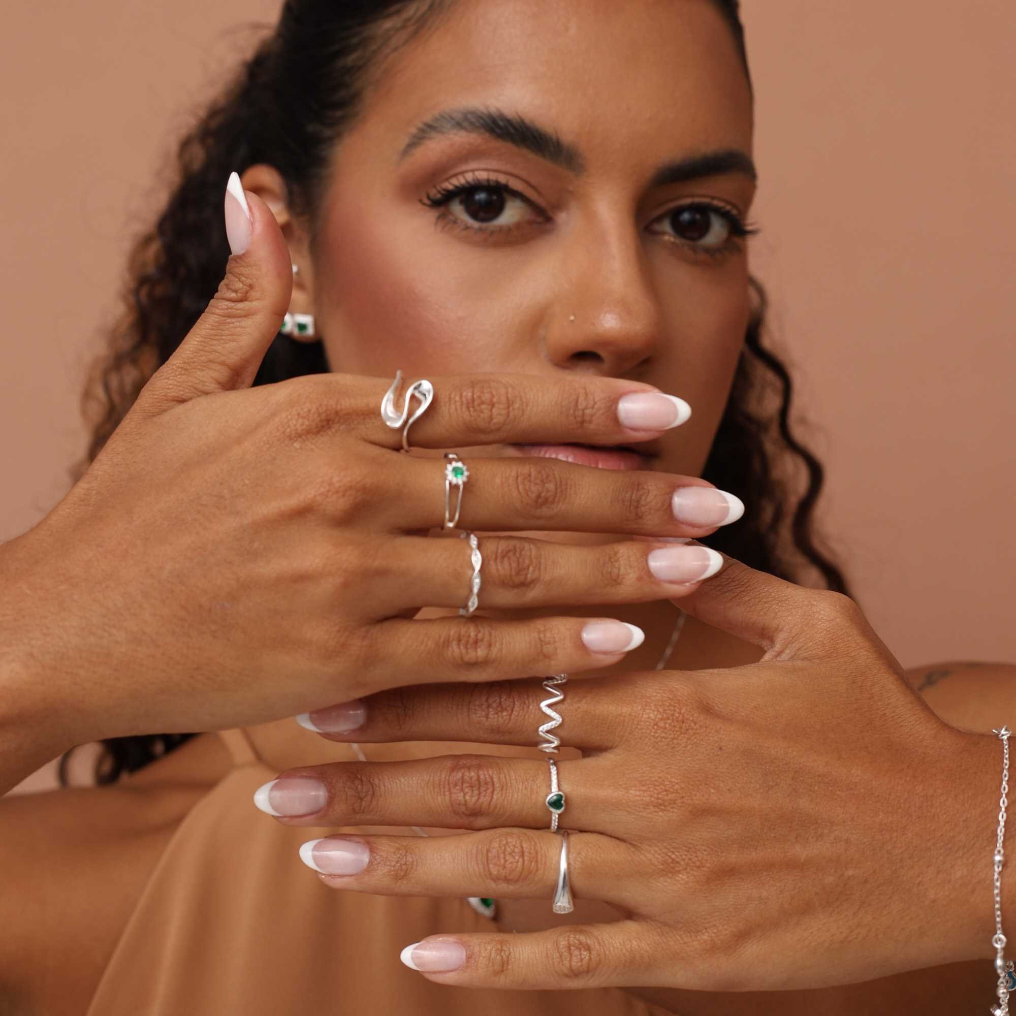 Anel Prata 925 Zig Zag Cravejado Prata 3