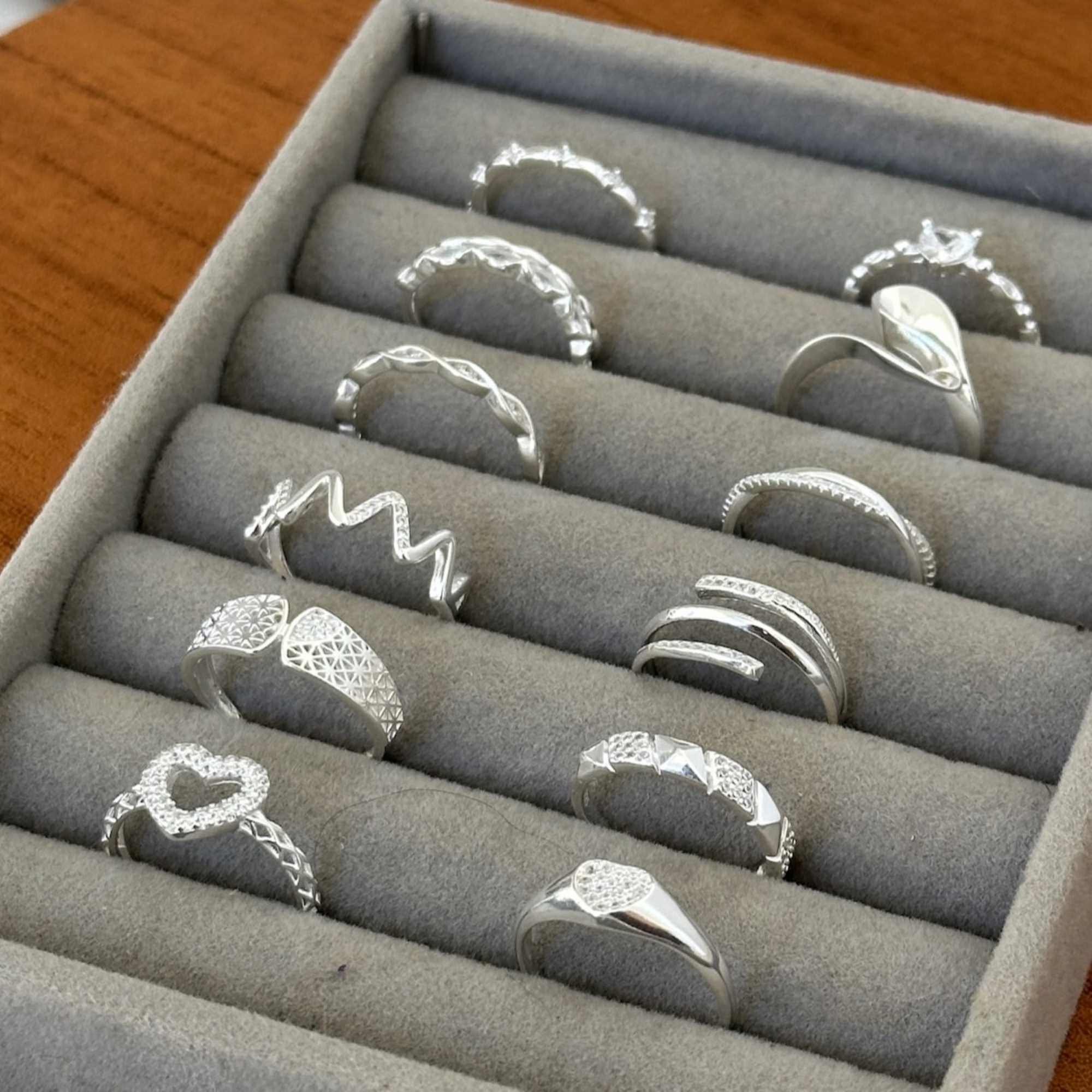 Anel Prata 925 Zig Zag Cravejado Prata 5