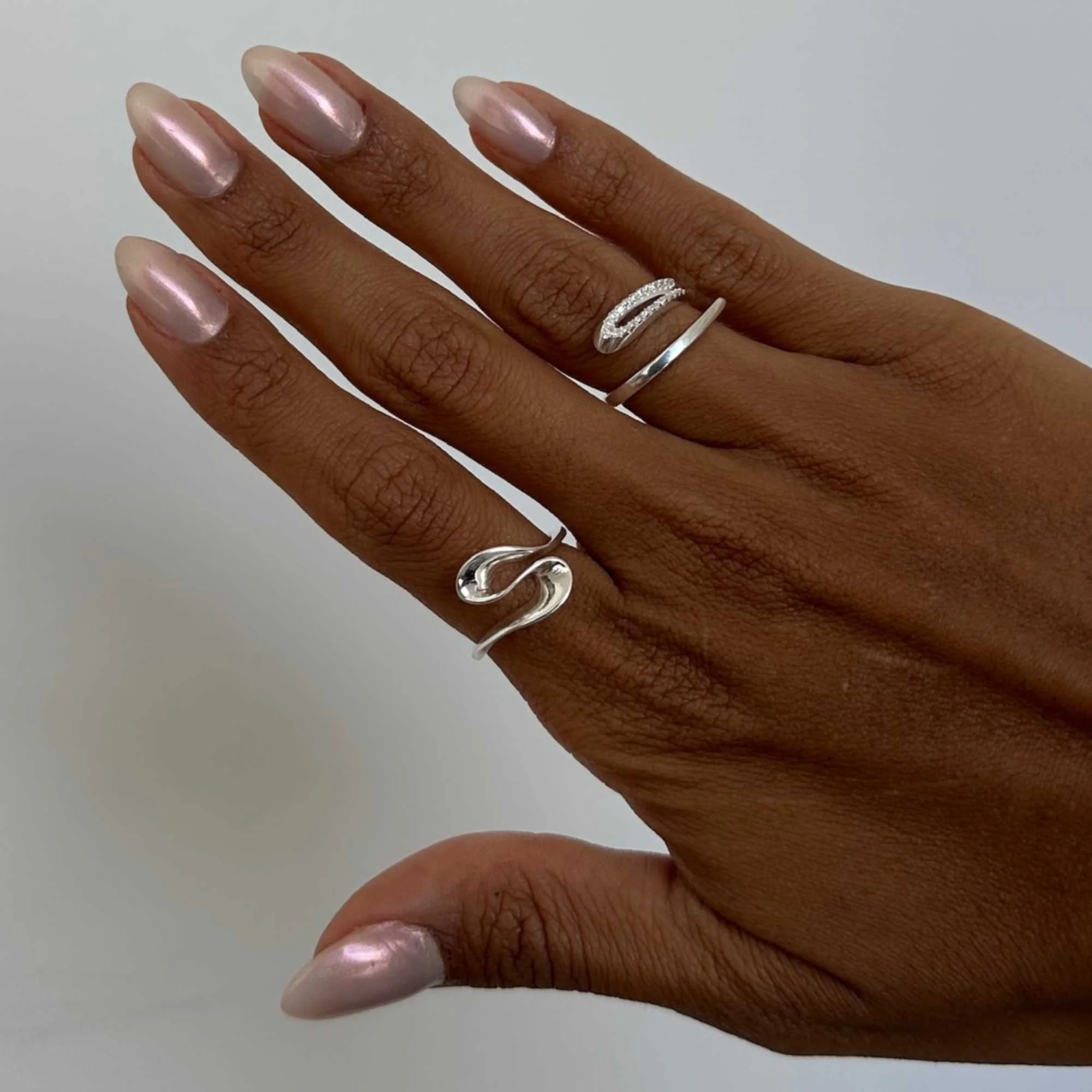 Anel Prata 925 Orgânico Curvas Prata 7