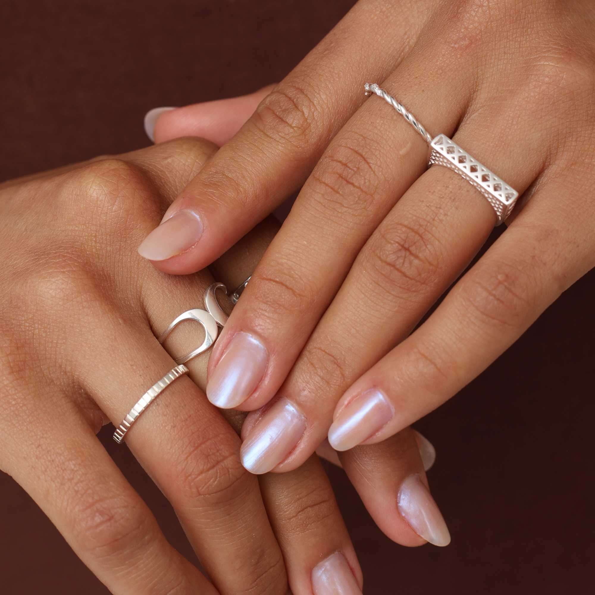 Anel Prata 925 Chapa Vazada Detalhes Geométricos Prata 2