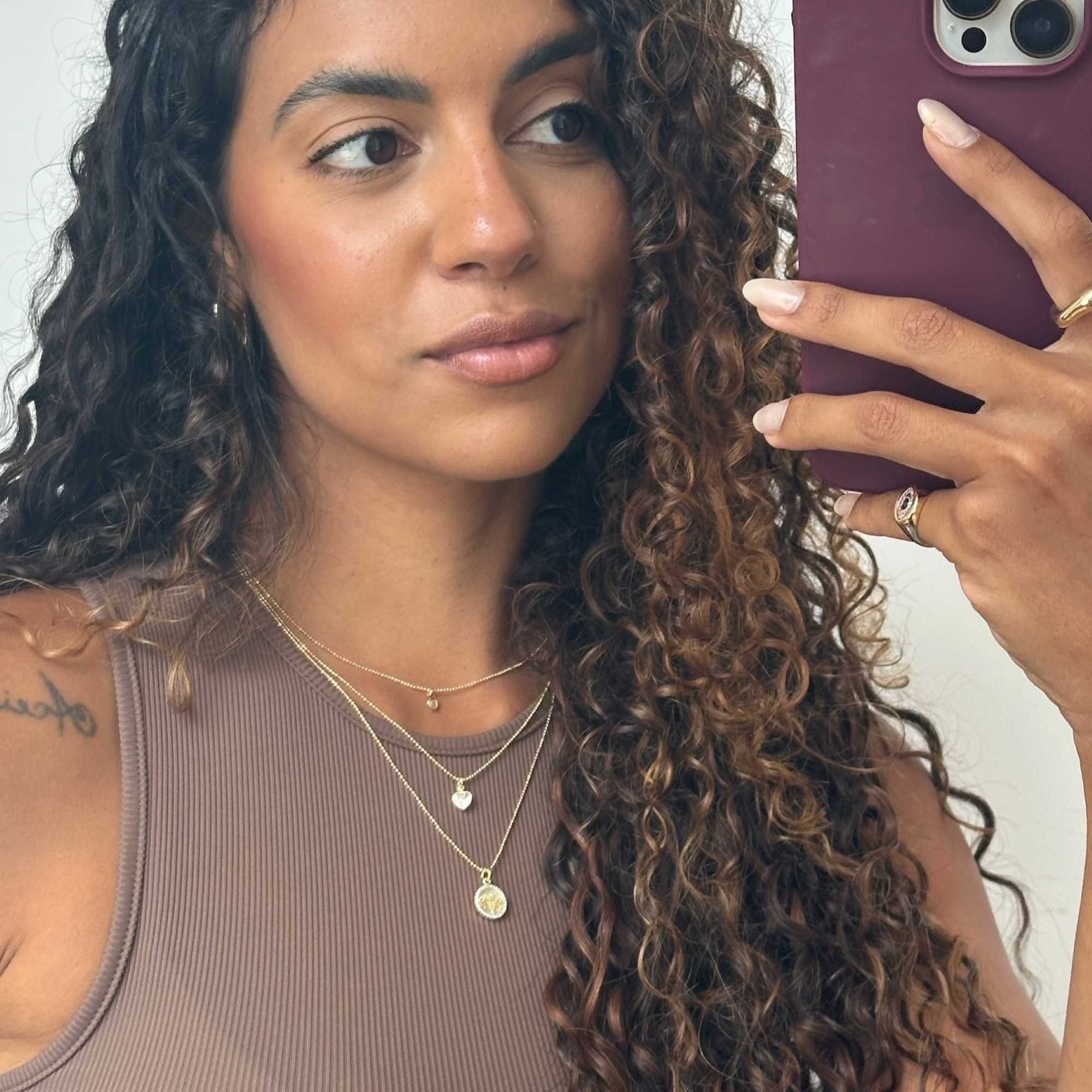 Colar Folheado a Ouro 18k Triplo Corações e Árvore da Vida Dourado 3