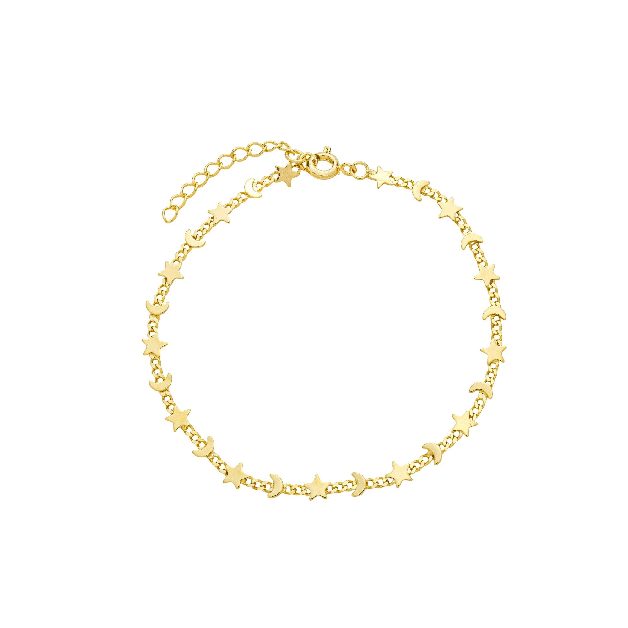 Pulseira Folheado a Ouro 18k Mini Estrela e Lua