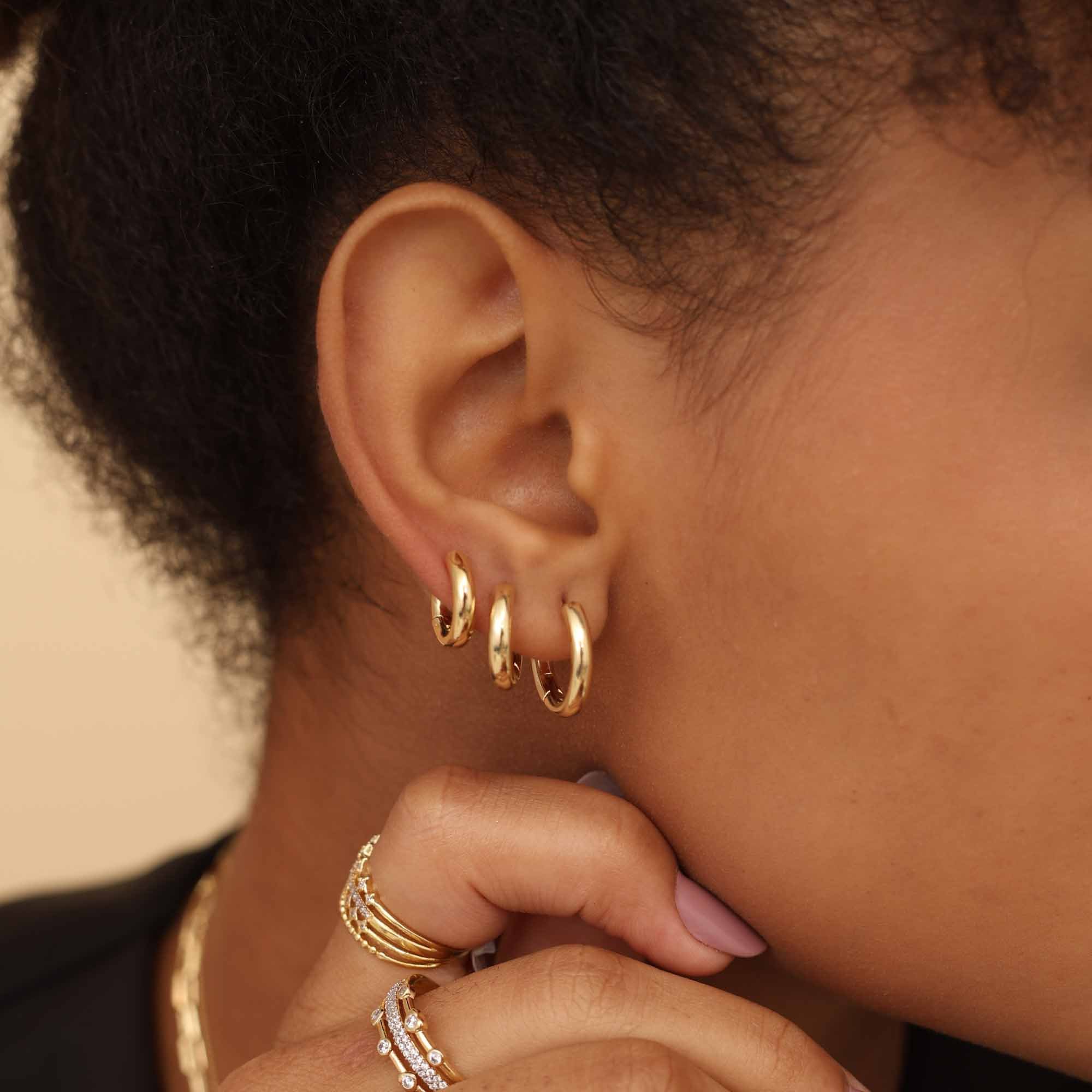 Kit 3 Argolinhas Folheado a Ouro 18k Aro Redondo 3mm P, M e G Dourado 2