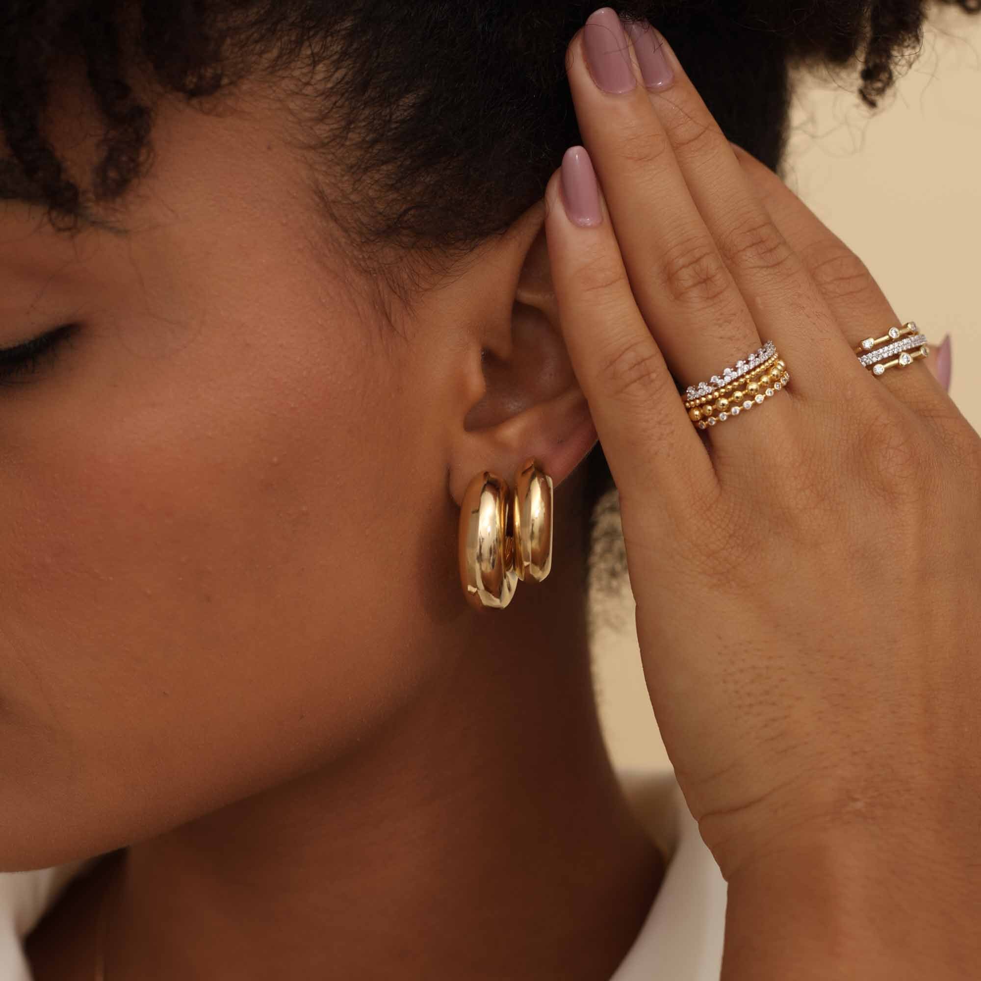 Argola Folheado a Ouro 18k Grossa Tubo Liso 7mm P Dourado 3