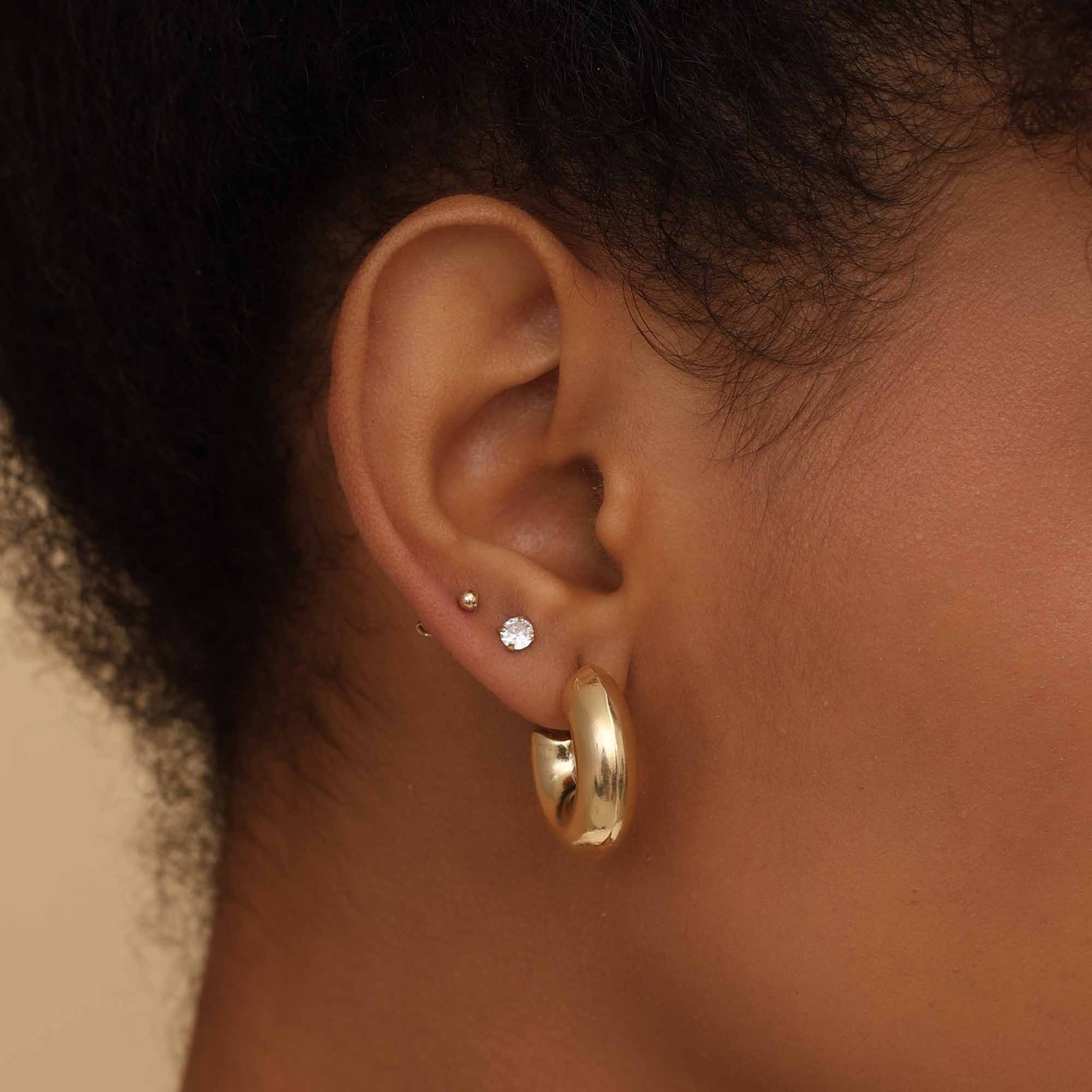 Argola Folheado a Ouro 18k Grossa Tubo Liso 9mm M Dourado 2