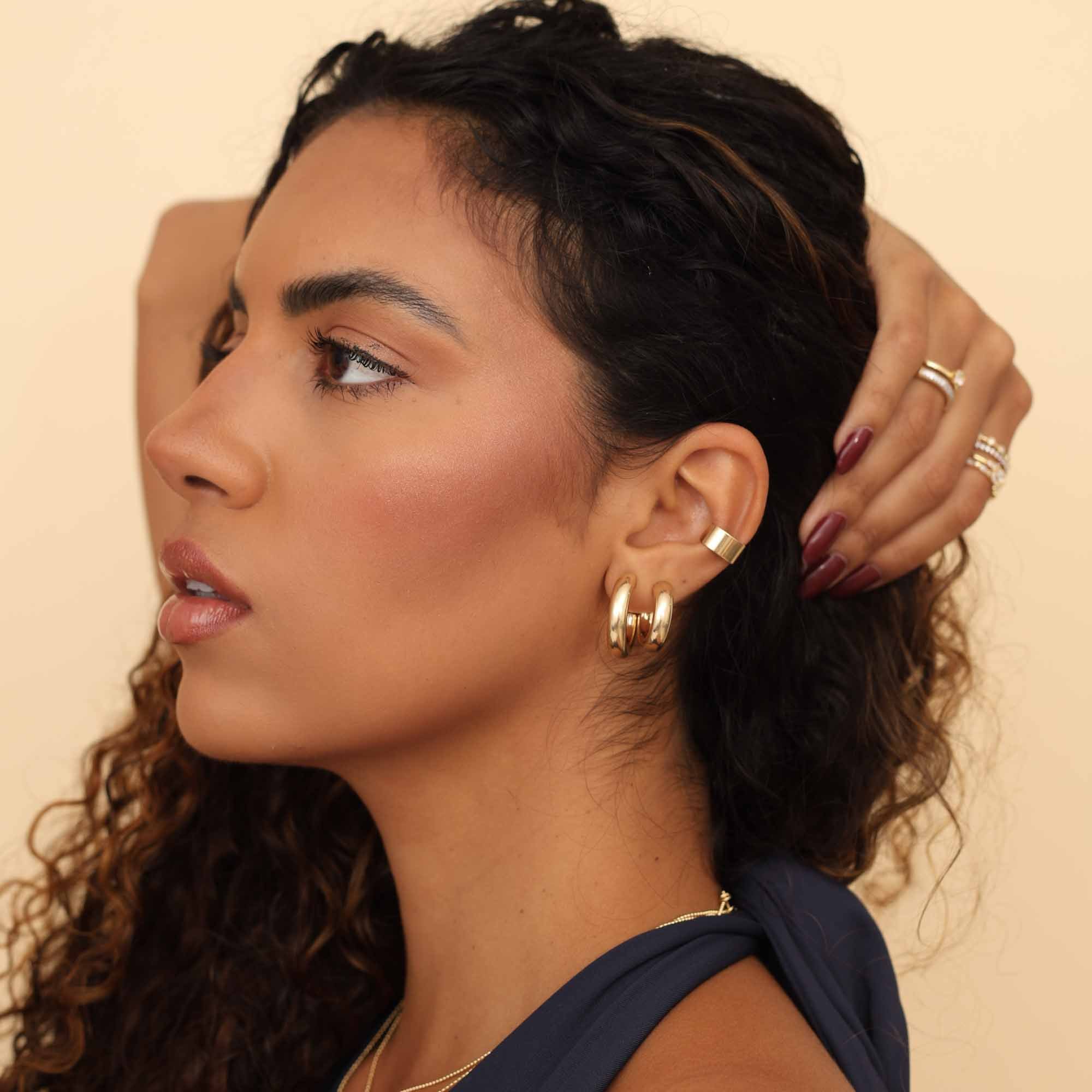 Argola Folheado a Ouro 18k Tubo Aro Liso 1,5cm M Dourado 3