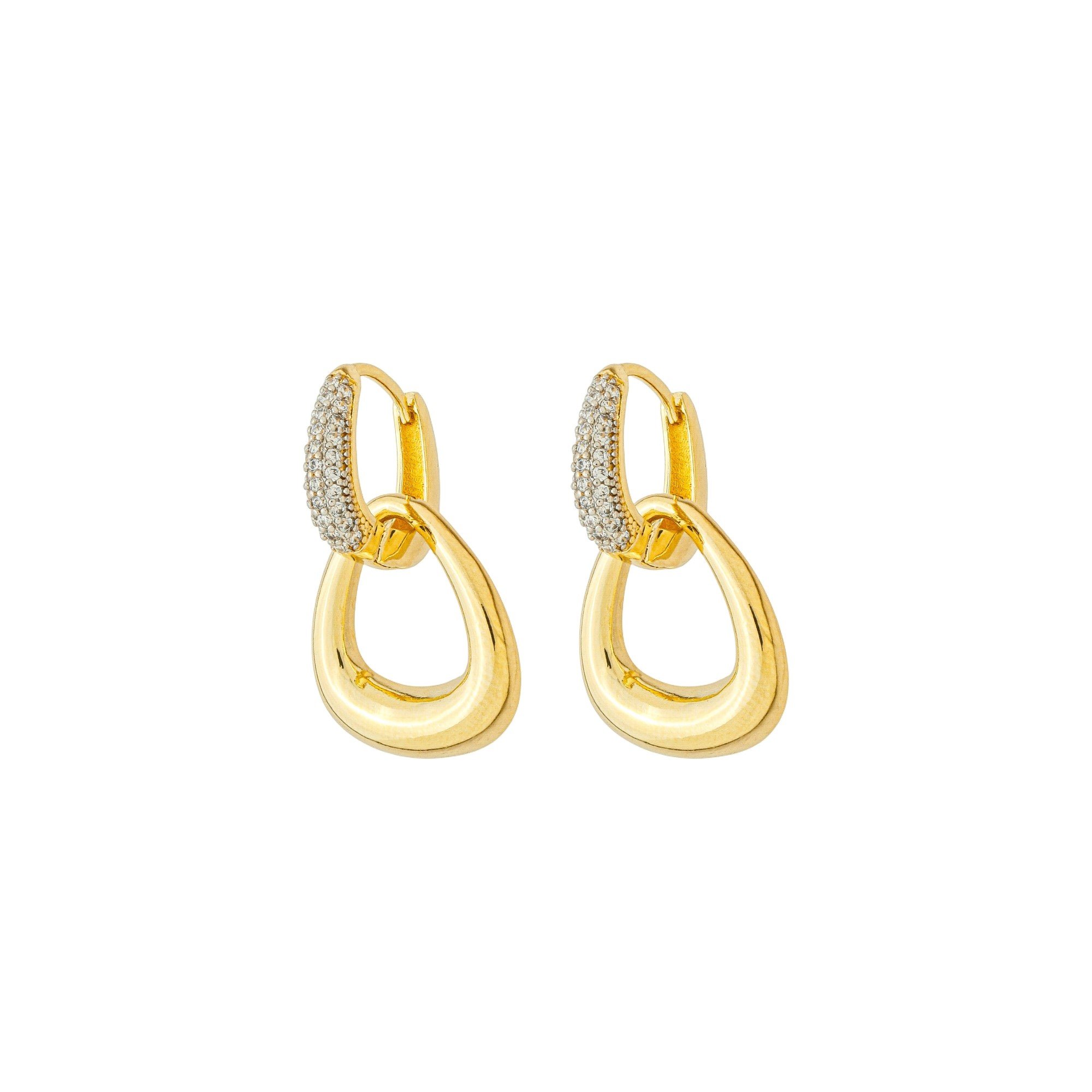 Argolinha Folheado a Ouro 18k 2 em 1 Aro Cravejado Pingente Gota Vazada