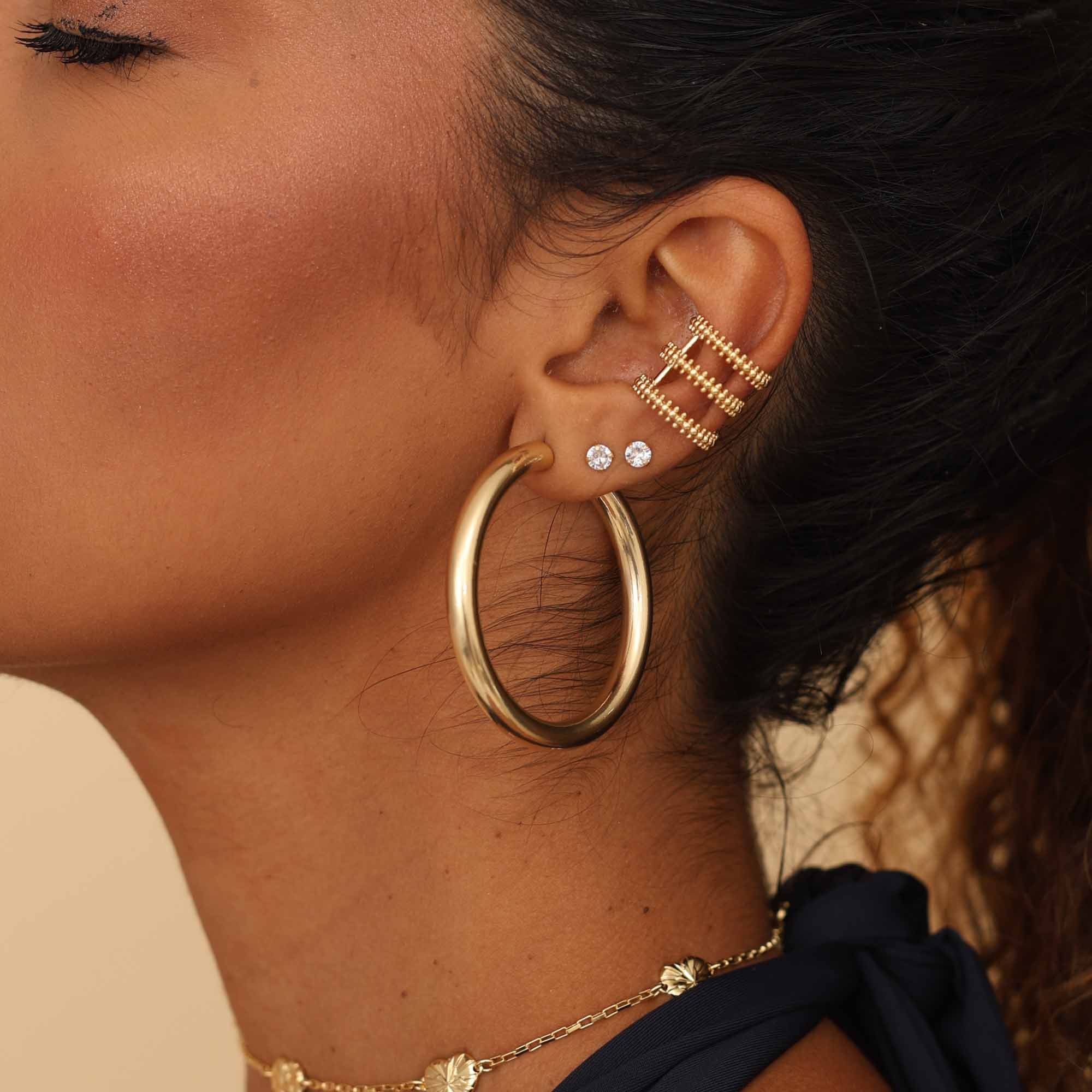 Argola Folheado a Ouro 18k Tubo Aro Liso GG 4cm Dourado 3