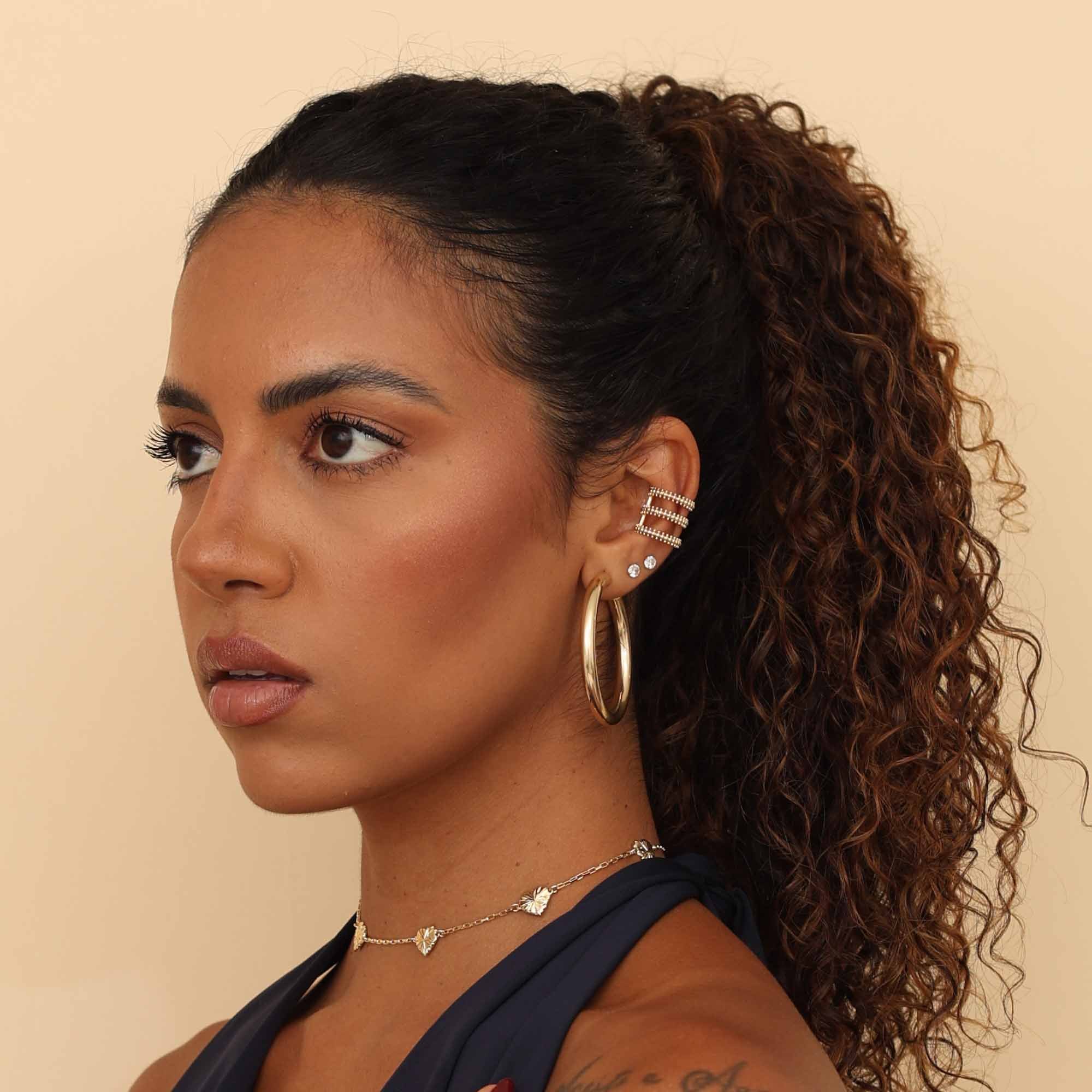 Argola Folheado a Ouro 18k Tubo Aro Liso GG 4cm Dourado 4