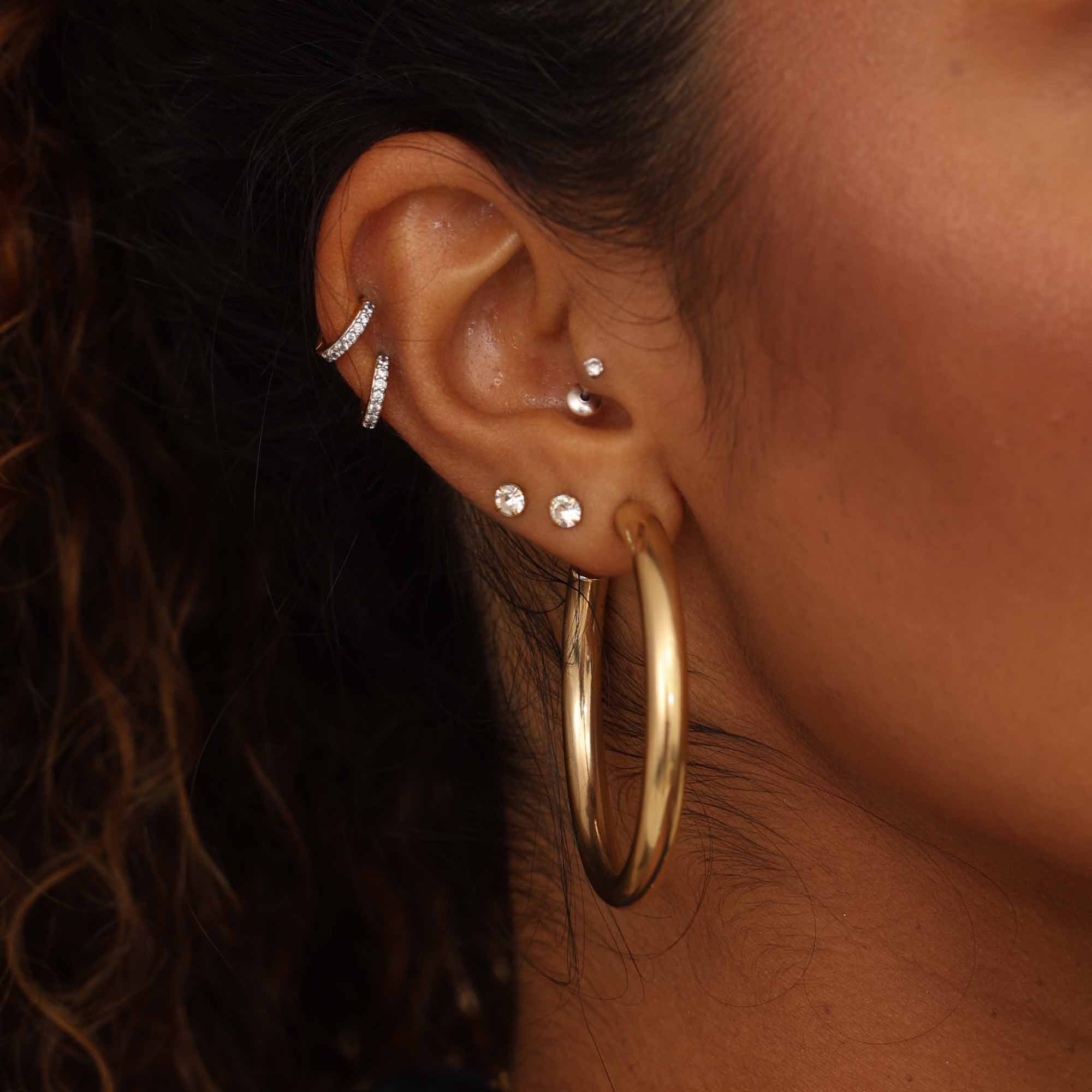 Argola Folheado a Ouro 18k Tubo Aro Liso GG 4cm Dourado 6