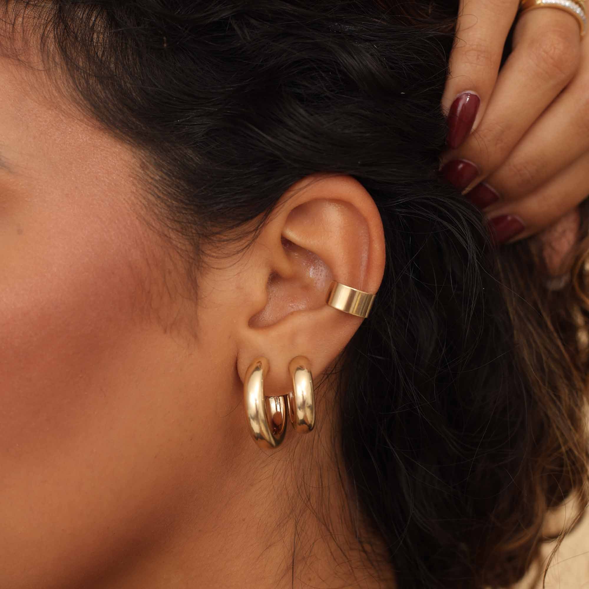 Argola Folheado a Ouro 18k Tubo Aro Liso 1,1cm P Dourado 2