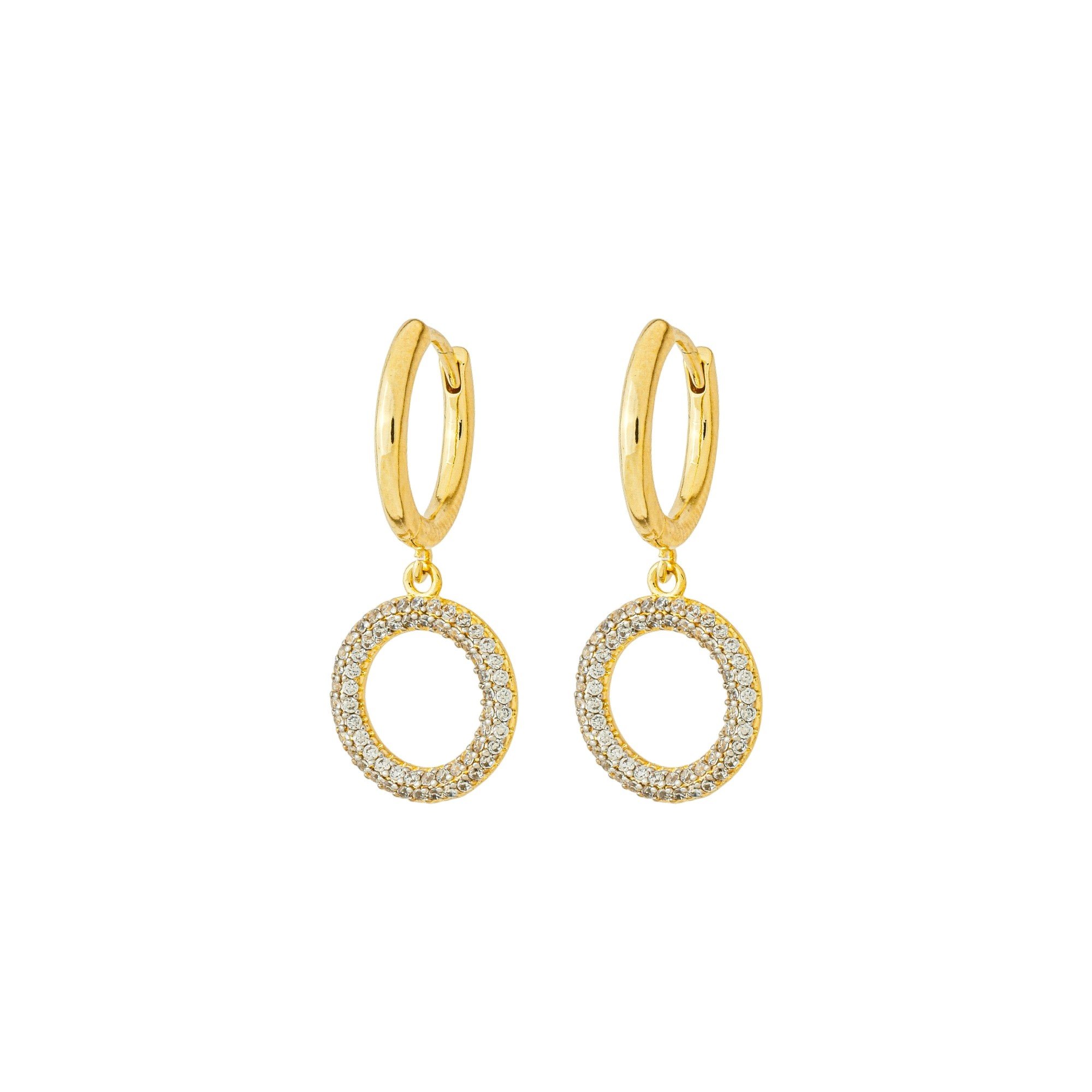 Argolinha Folheado a Ouro 18k Lisa Pingente Argola Cravejada