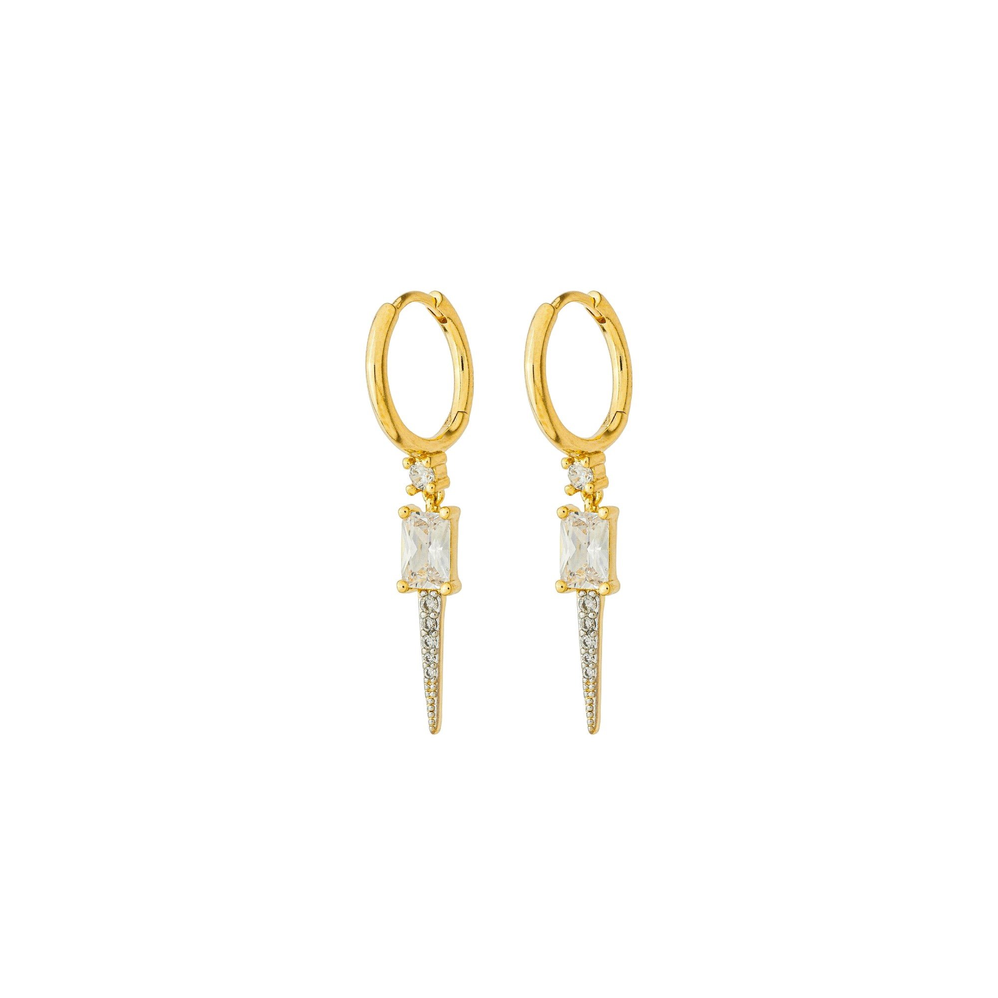 Argolinha Folheado a Ouro 18k Pêndulo Cravejado e Zircônia Retangular