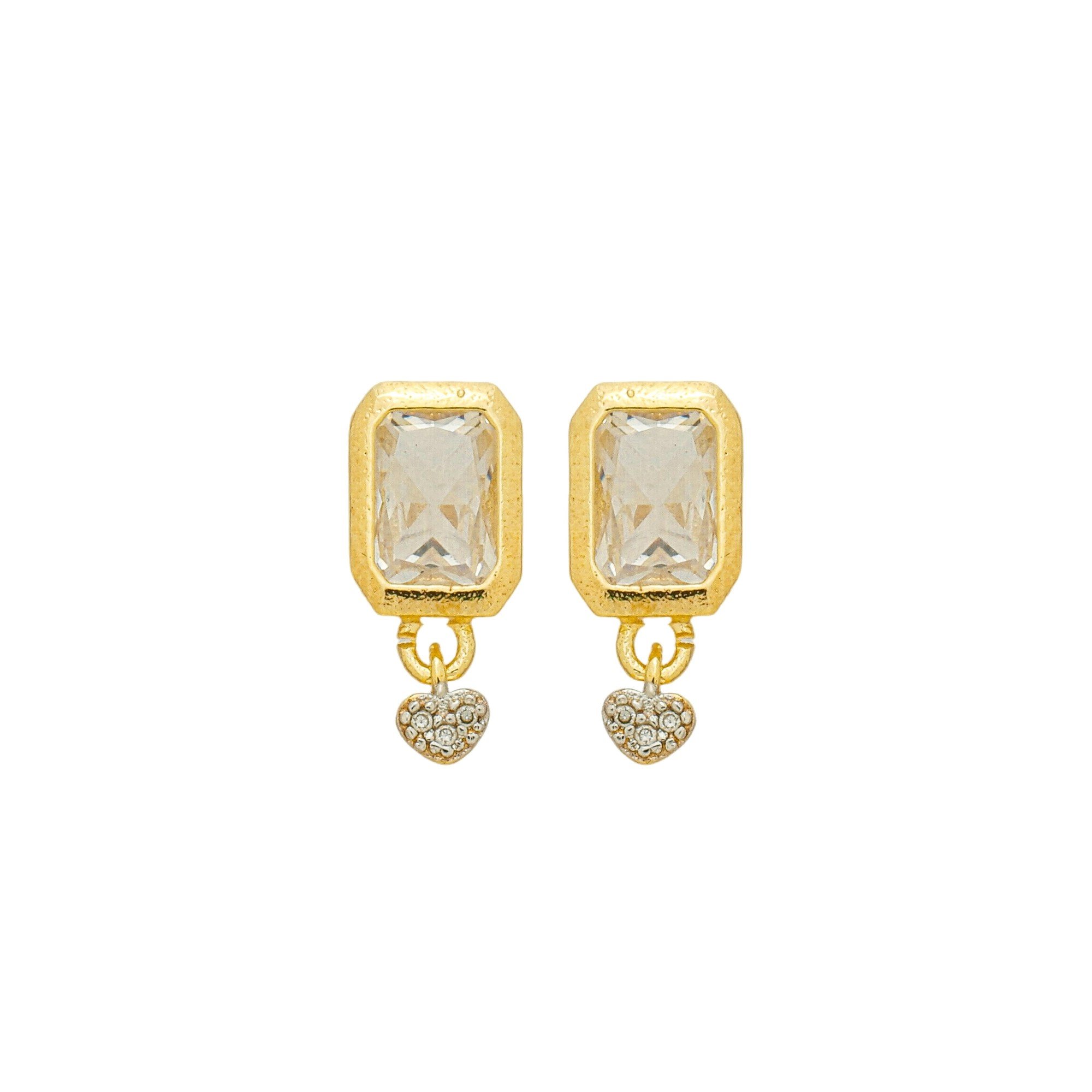 Brinco Folheado a Ouro 18k Mini Coração Cravejado e Zircônia Transparente